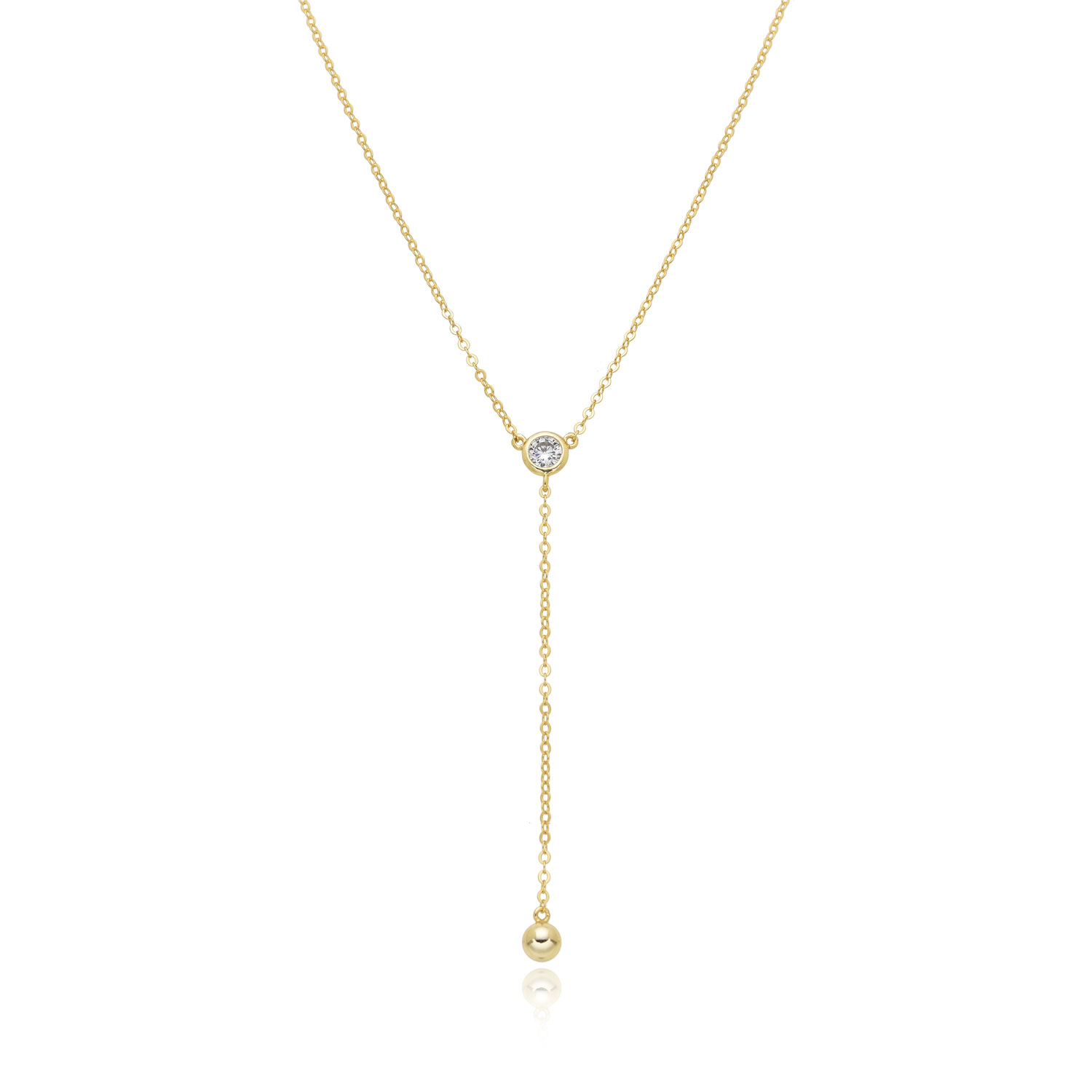 Halsketten Silber Zirkonia Zirkonia Halskette - Kugel - 8 mm - Vergoldet und Rhodium Silber