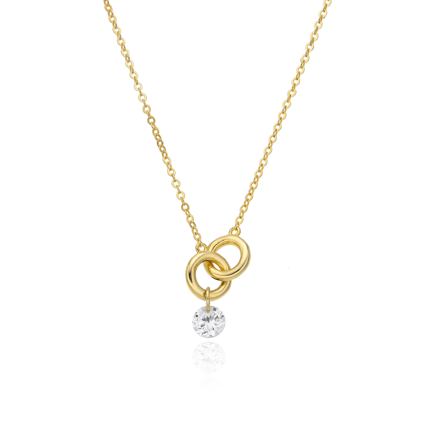 Halsketten Silber Zirkonia Zirkonia Halskette - Ehering - 11 mm - Vergoldet und Rhodium Silber