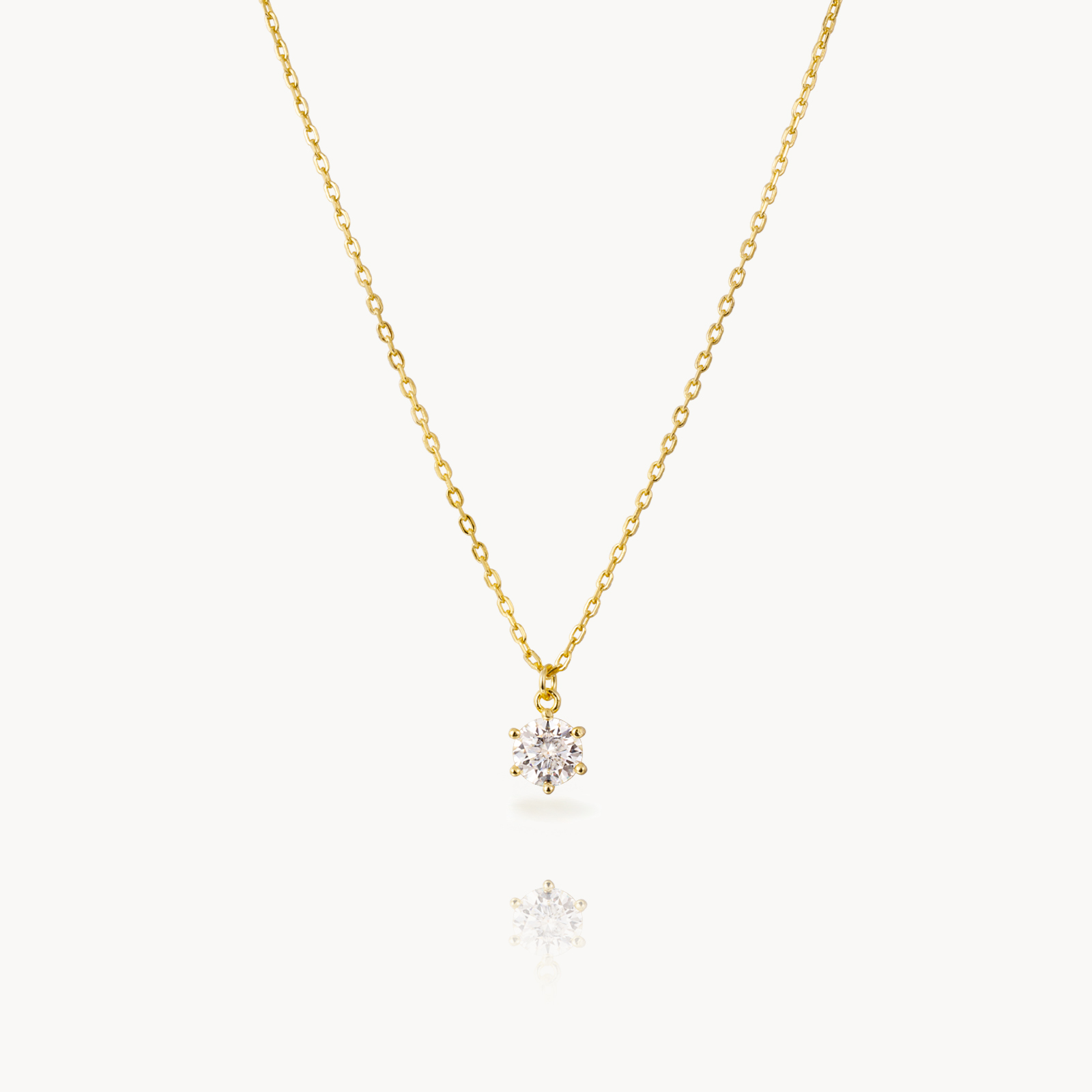 Nouveautés Collier en argent - Moissanite - 6,5 mm - 38 + 4 cm - Argent plaqué or et rhodié