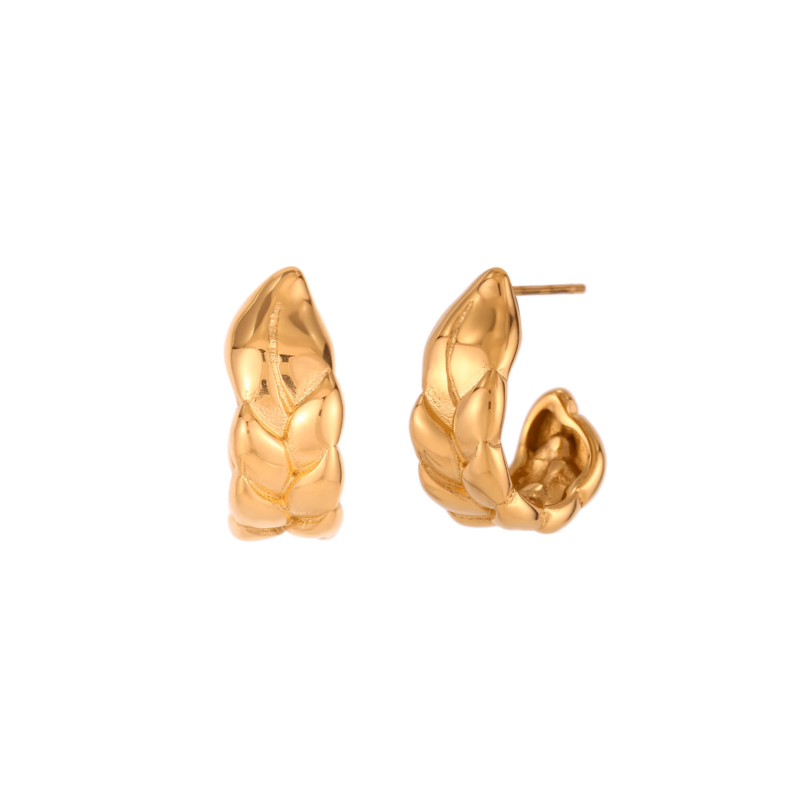 Boucles D'Oreilles Acier Lisse Boucles d'oreilles en acier Tressé - 20mm - Couleur Or et Acier