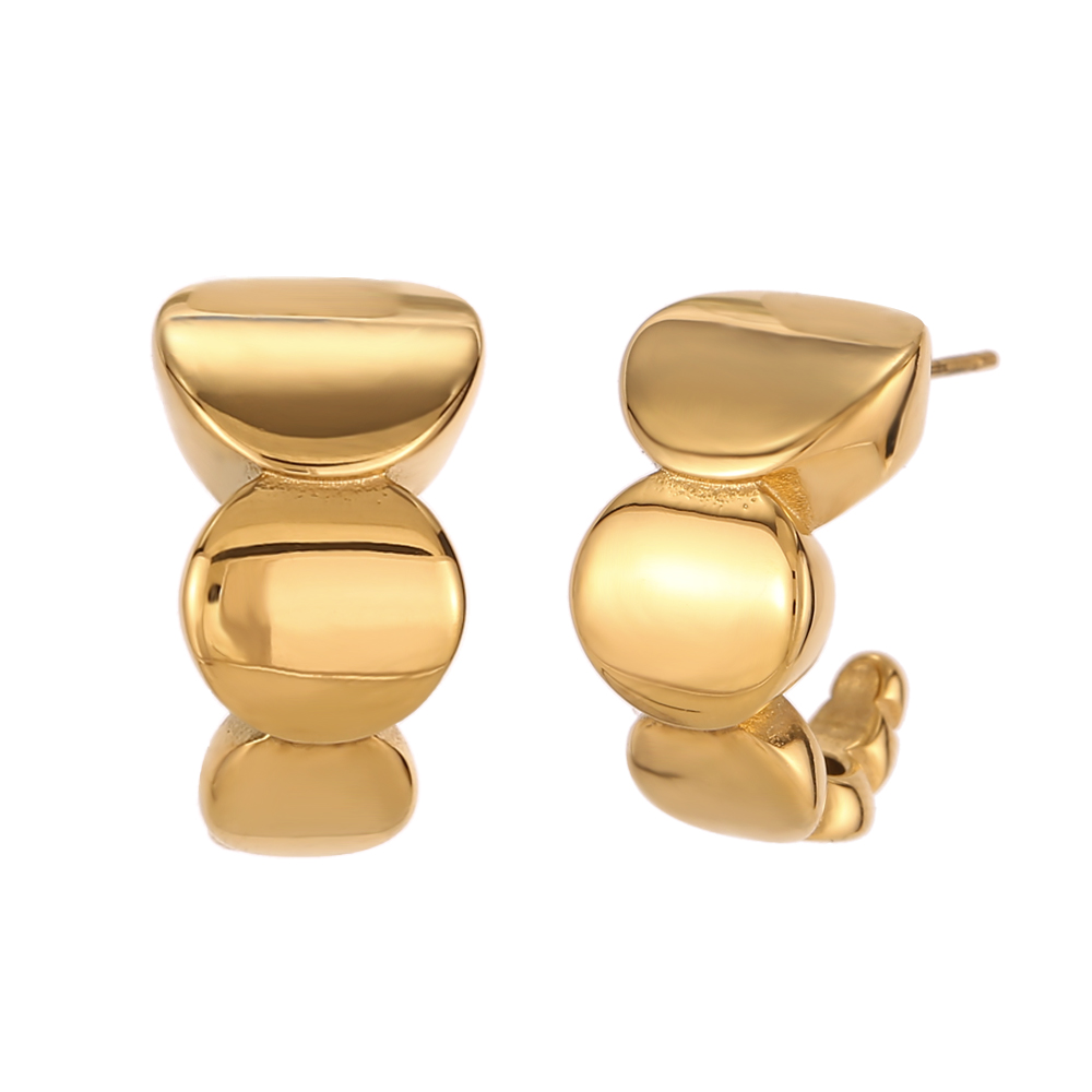 Boucles D'Oreilles Acier Lisse Boucles d’oreilles en acier - Courbe 22 mm - Couleur Or et Couleur Argent