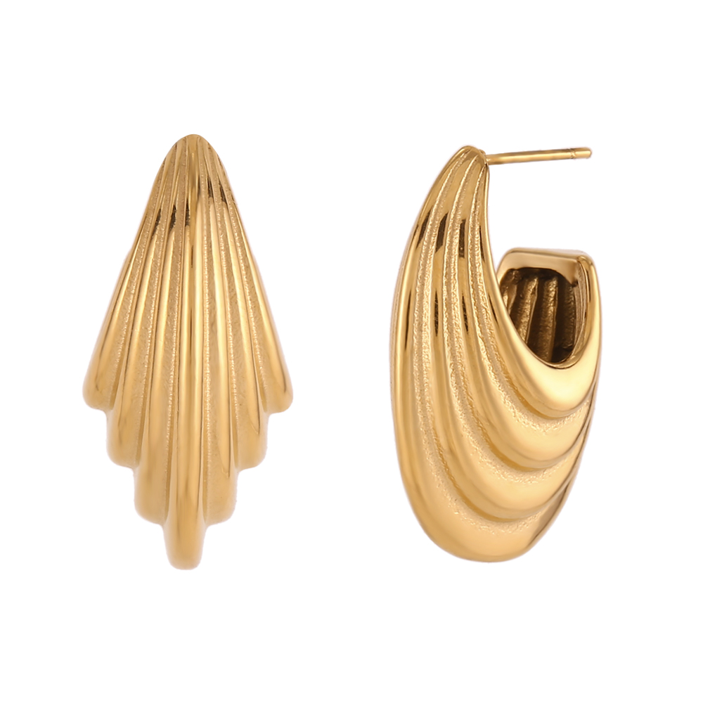 Boucles D'Oreilles Acier Minéral Boucle d'oreille ovale en acier - 29 mm - Couleur or et Couleur argent