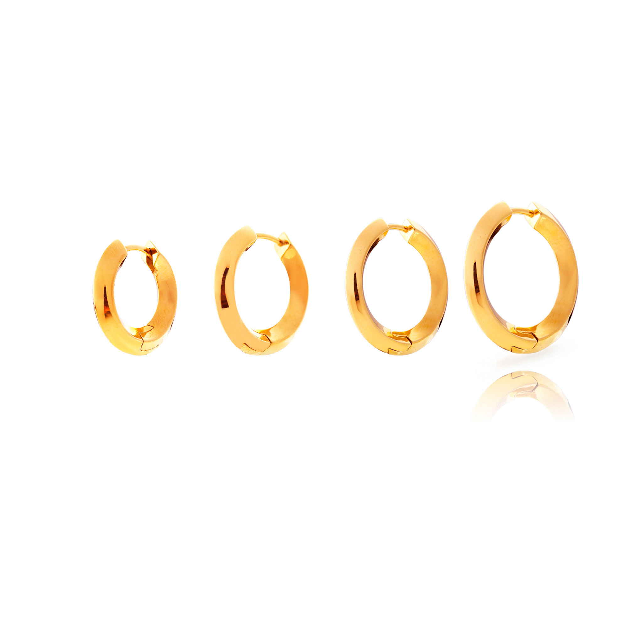 Boucles D'Oreilles Acier Lisse Créoles en acier - 27 mm, 24 mm, 21 mm, 19 mm - Couleur or