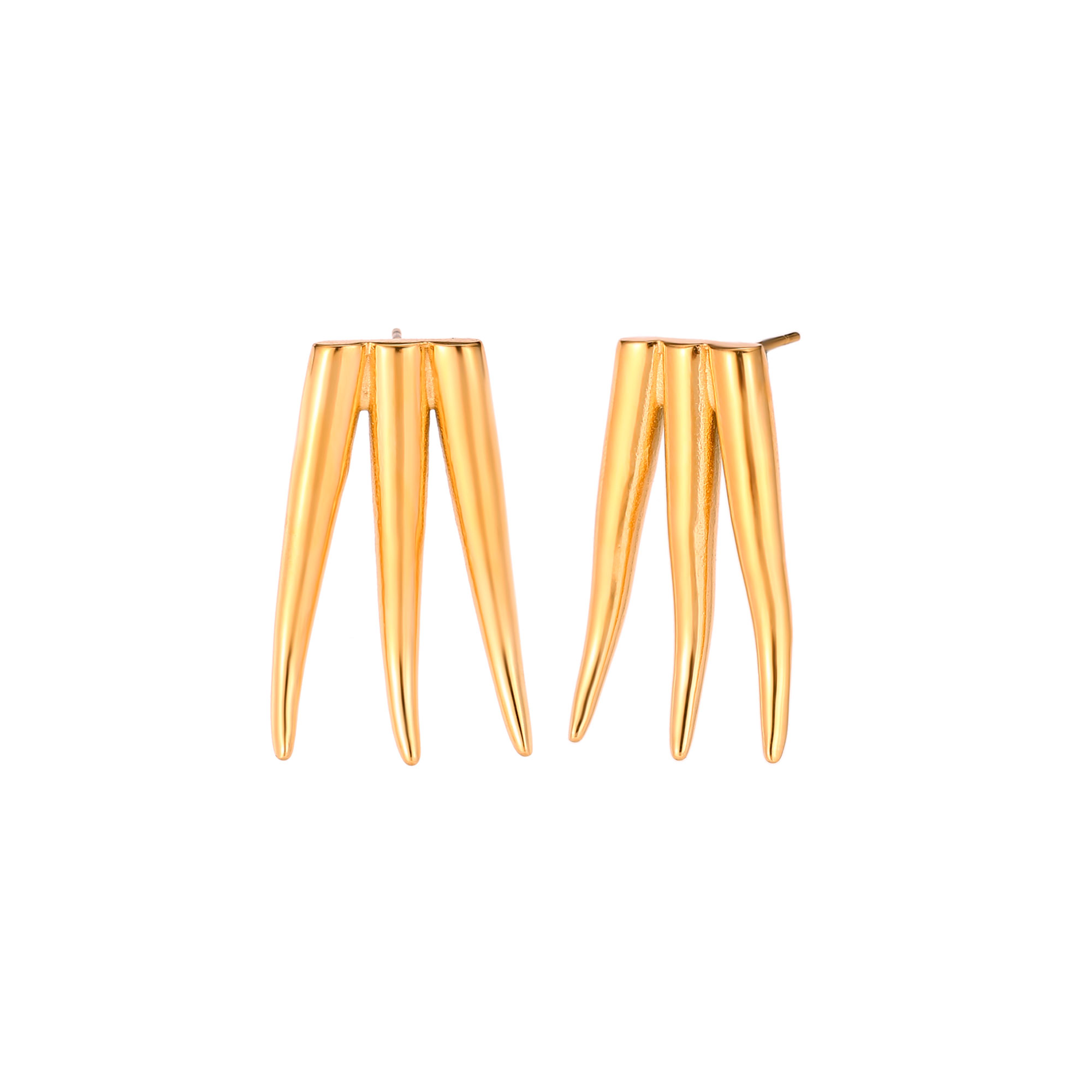 Ohrringe Glattes Edelstahl Stahlohrring - 3 Stäbchen - 32 mm - Goldfarbe und Silberfarbe