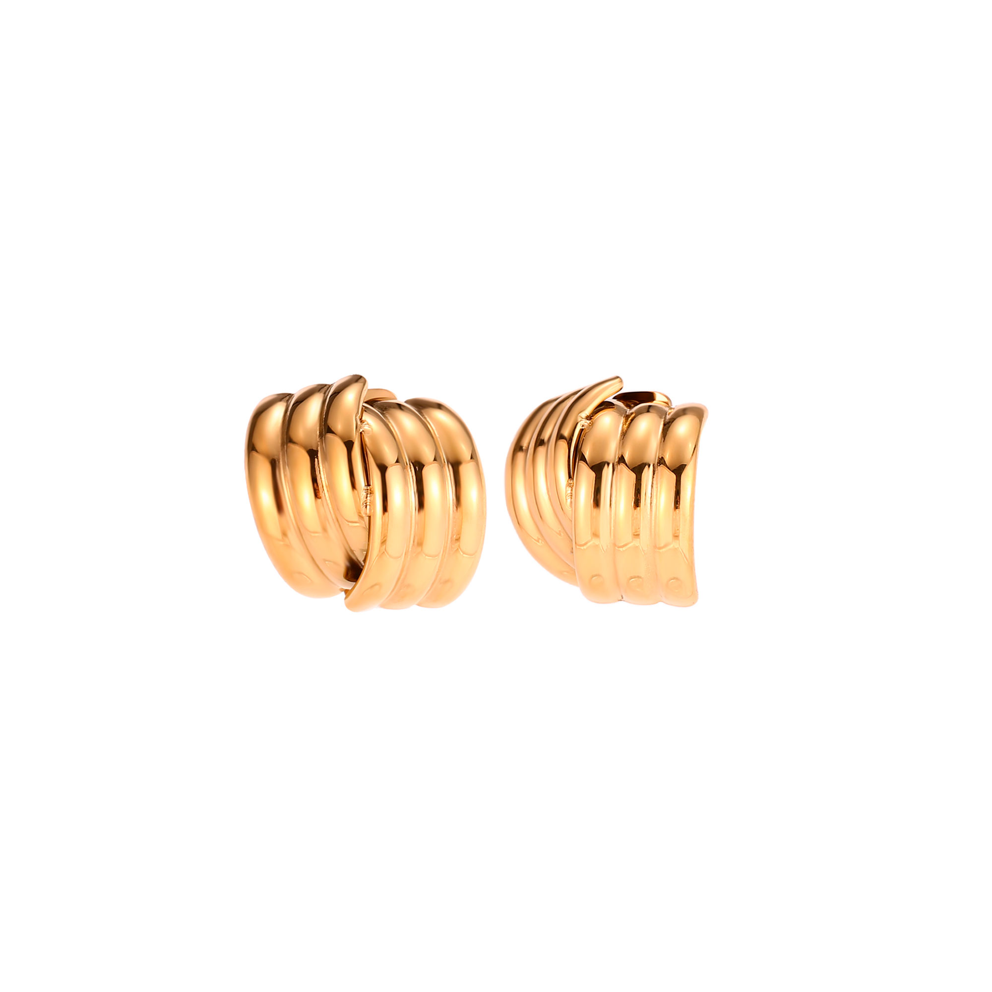 Boucles D'Oreilles Acier Lisse Boucle d'oreille double acier - 16 mm - Couleur Or et Couleur Argent