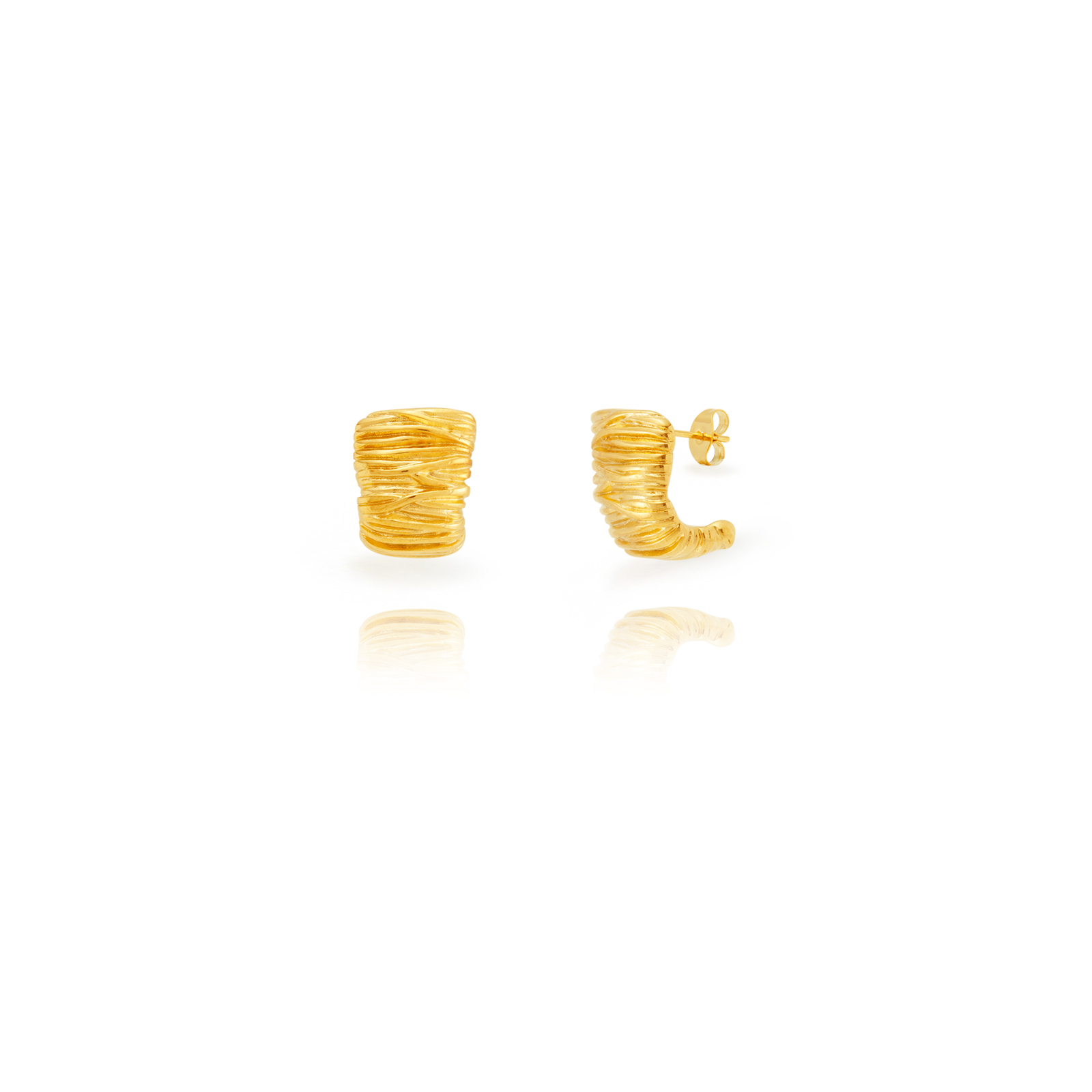 Boucles D'Oreilles Acier Lisse Boucle d'oreille en acier rayé - 19 mm - Or et Argent