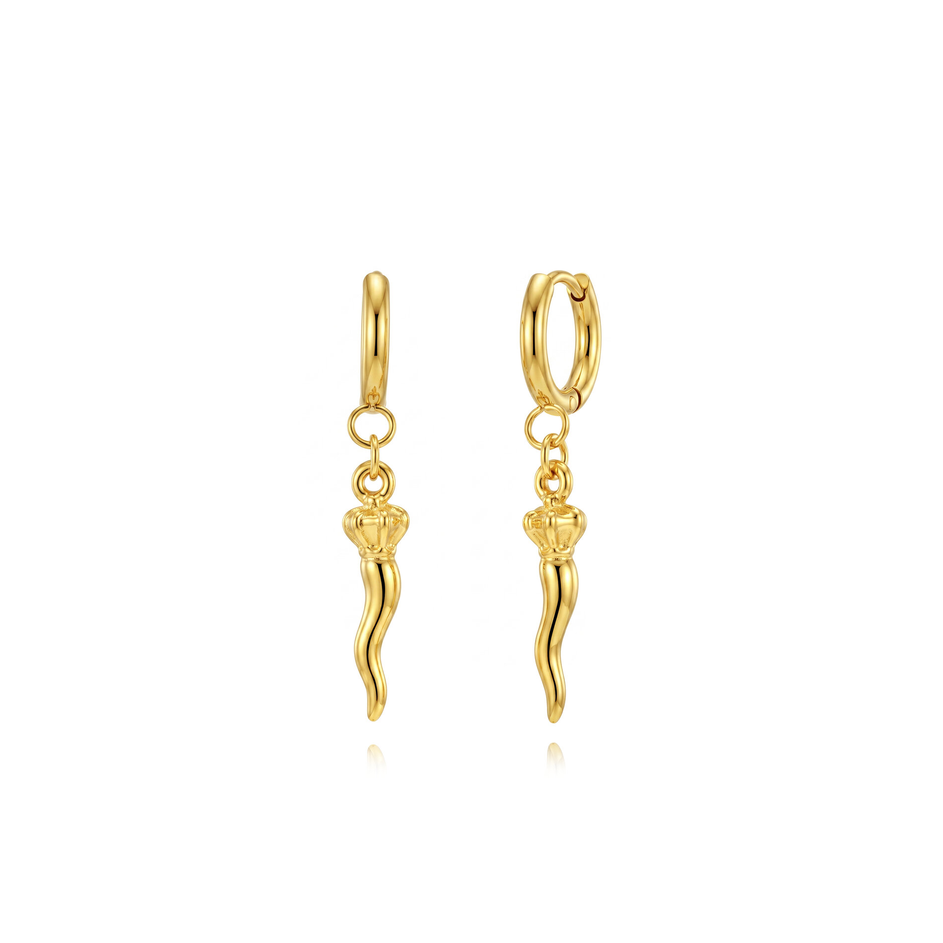 Pendiente Acero Liso Pendientes Acero Liso - Aro 12 MM - Guindilla de la Suerte  20 MM - Color Oro y Acero