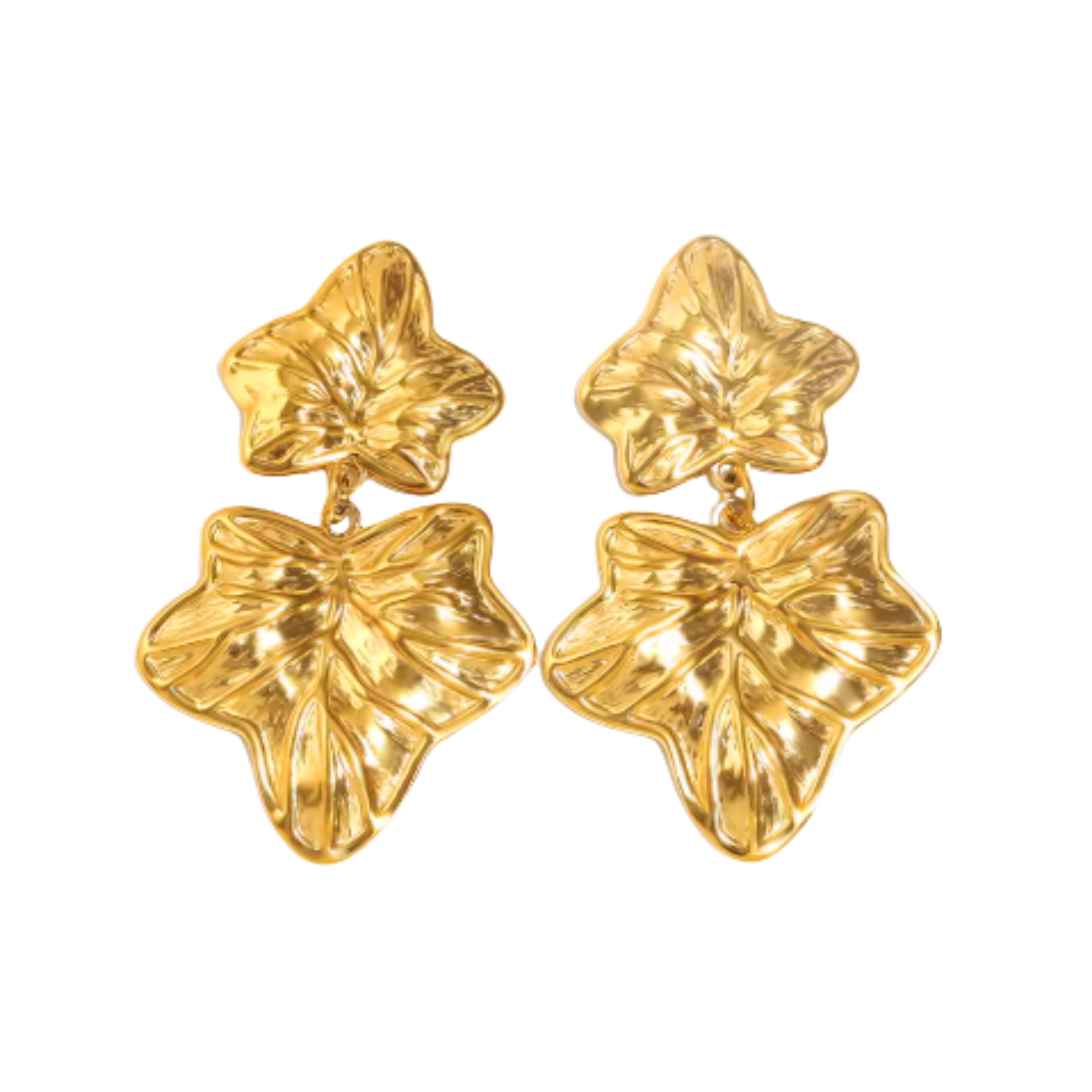 Pendiente Acero Liso Pendiente Acero - Hojas - 55 mm - Color Oro y Color Acero