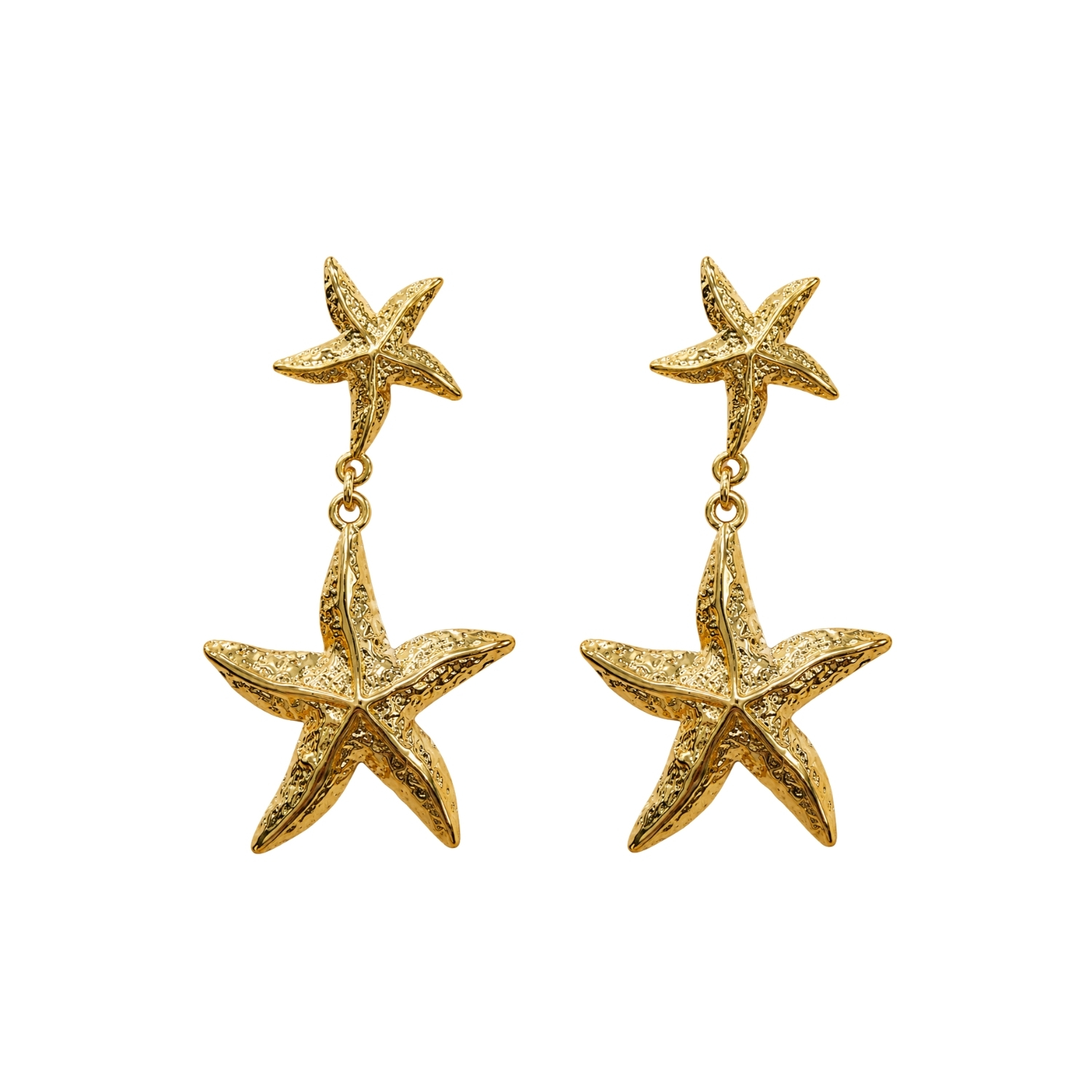 Pendiente Acero Liso Pendiente Acero - Estrellas de Mar - 54 mm - Color Oro y Color Acero