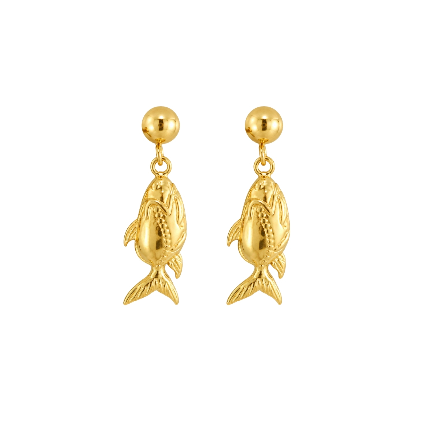 Cadena Plata Mineral Pendiente Acero Liso - Pez - Diseño - 27 mm - Color Oro y Color Acero