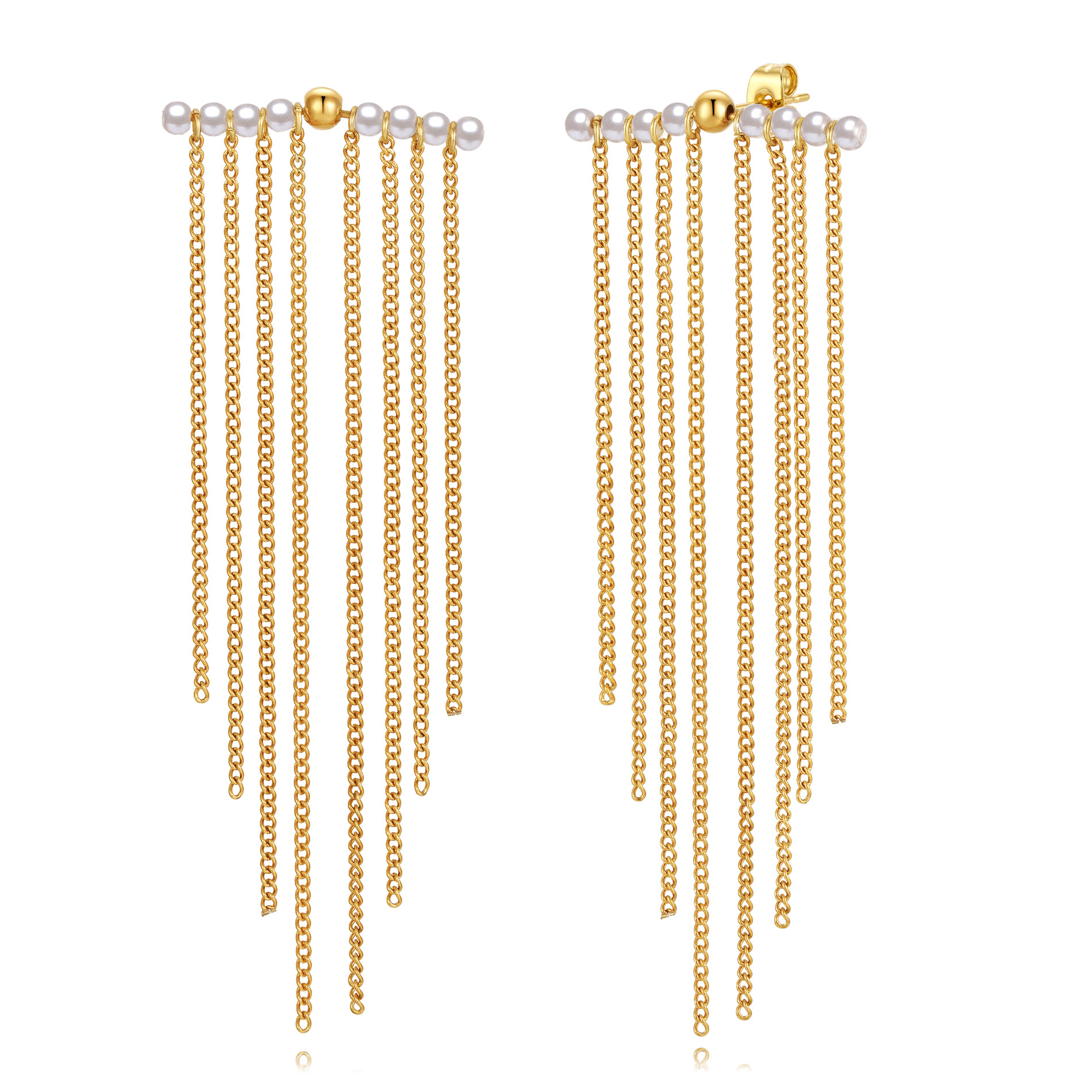 Pendiente Acero Mineral Pendientes Mineral - Perlas - Diseño de Percha - 84 mm - Color Oro y Color Acero