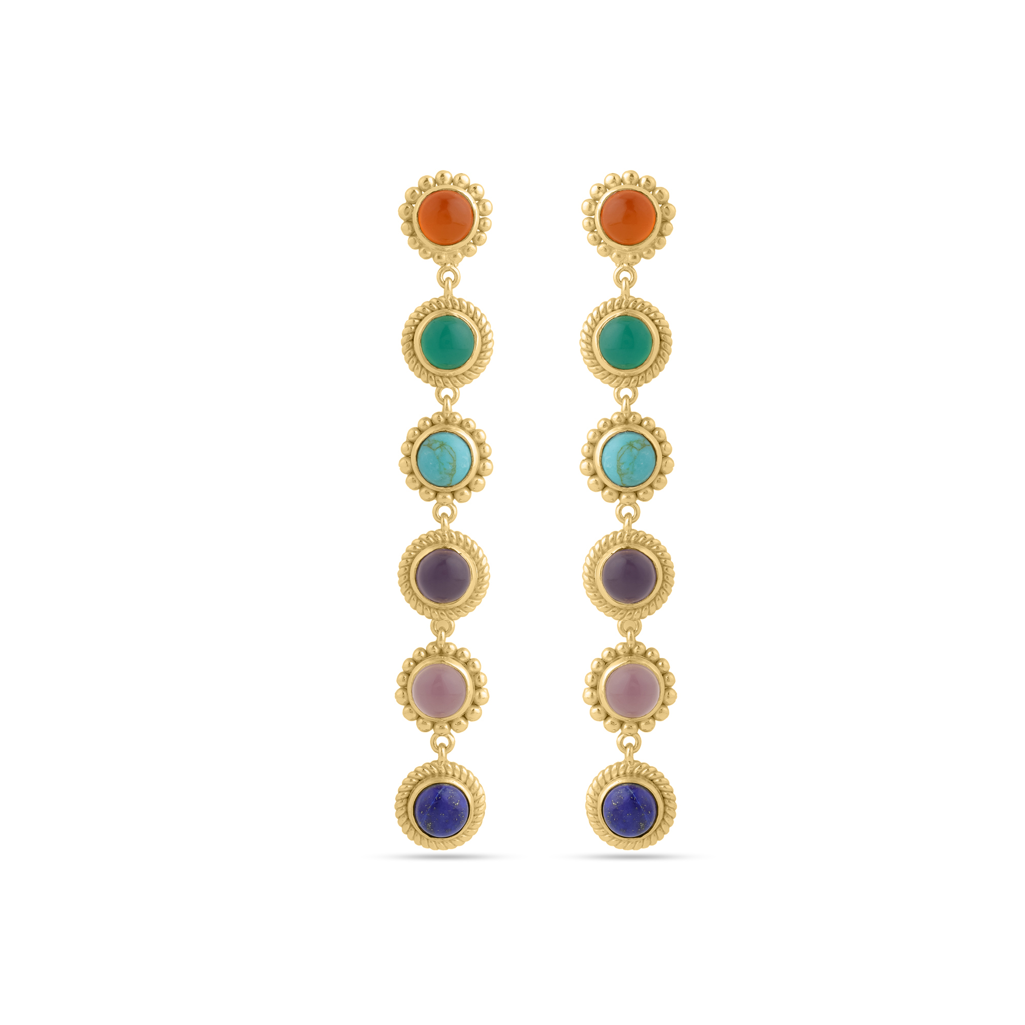 Bronze Stone Earrings Long Bronze Earrings - Mineral 75*11mm - Gold Plated