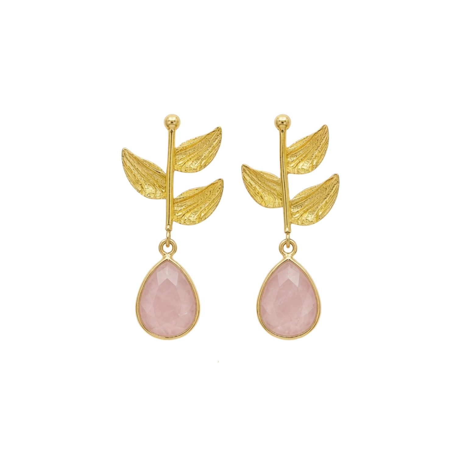 Boucles D'Oreilles Bronze Minéral Boucles d’oreilles minérales - Fleur - 38 mm - Plaqué or