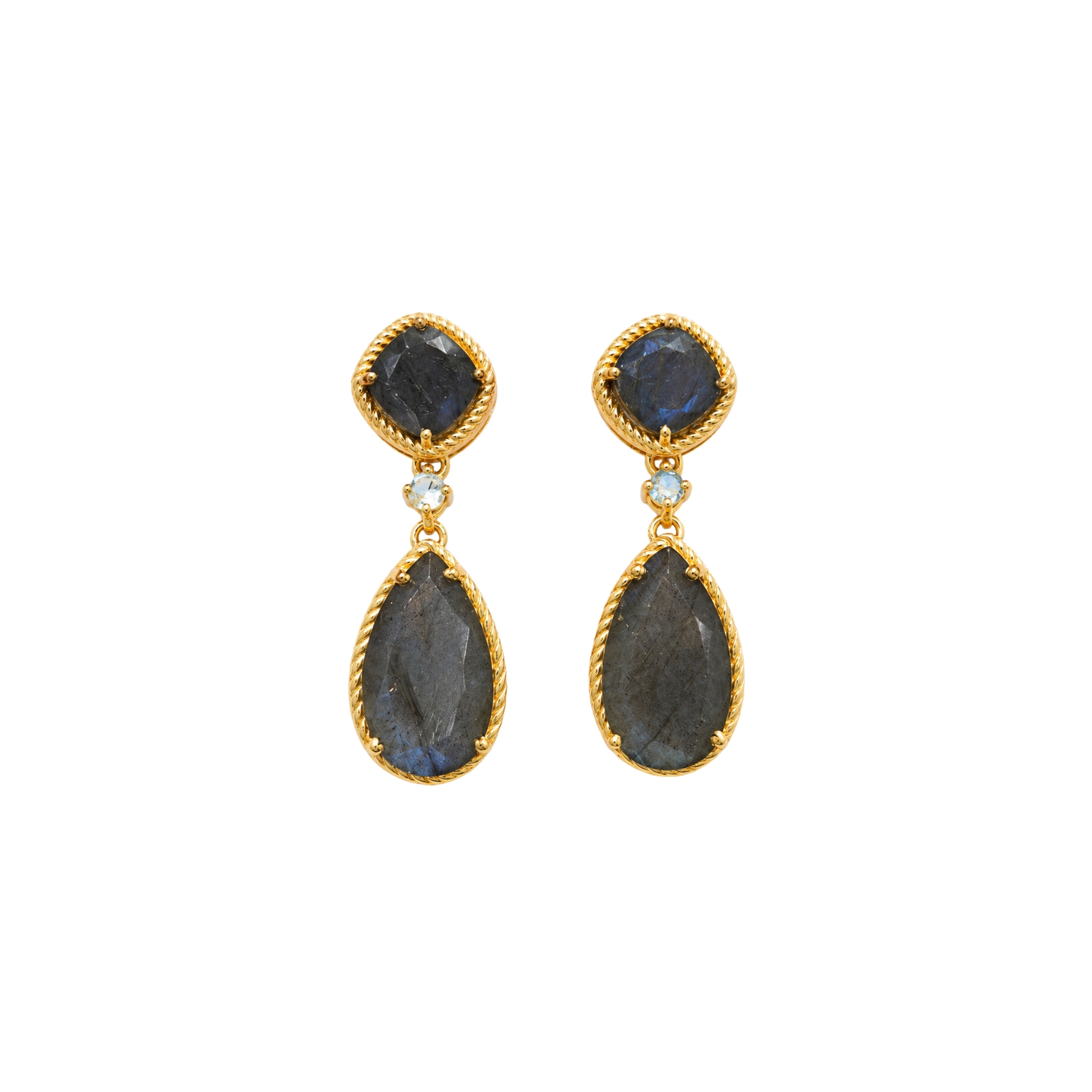 Pendiente Bronce Mineral Pendientes Lagrima - Mineral 38 mm - Bañado Oro