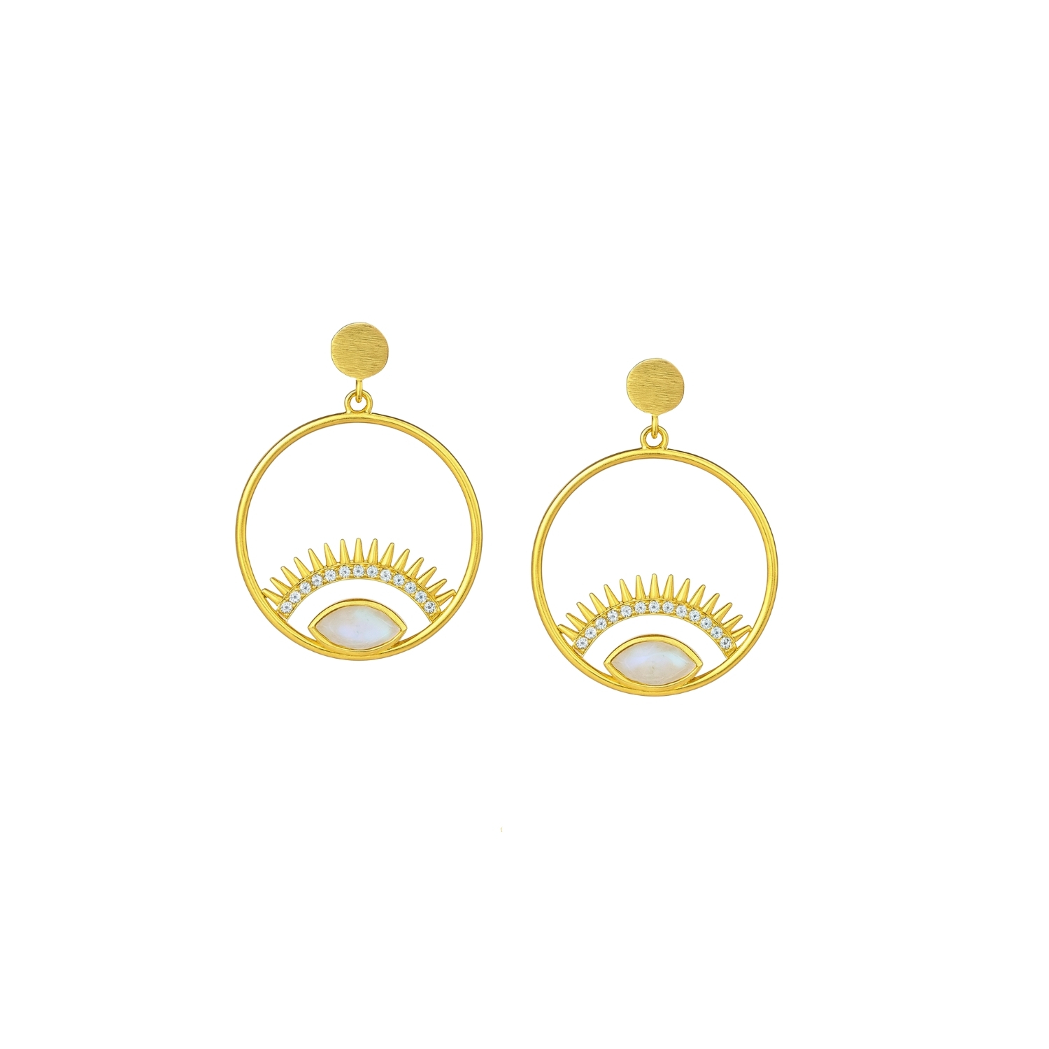 Pendiente Bronce Mineral Pendientes Mineral - Ojo de Turco - 40 mm - Bañado Oro