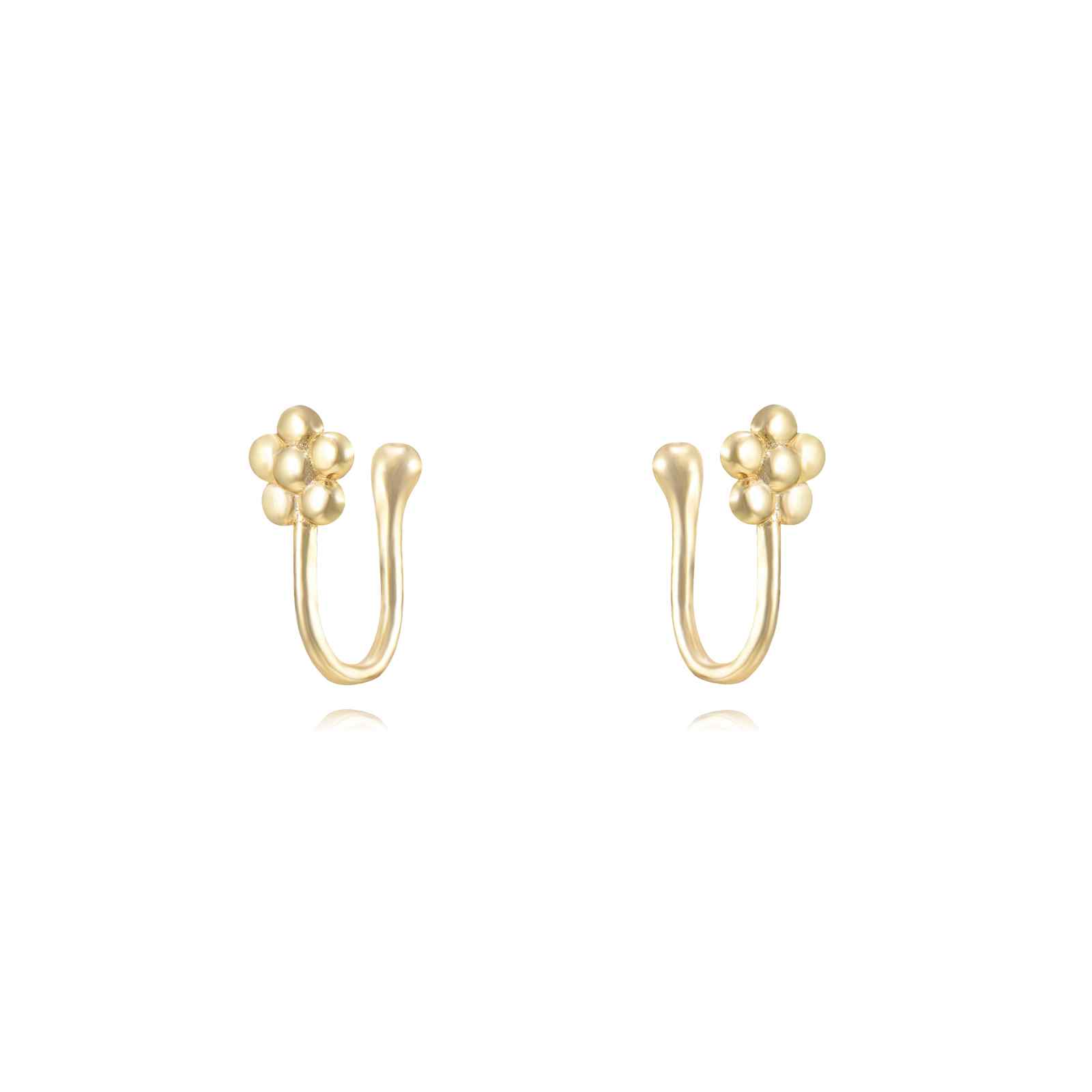 Silver Earrings Earcuff Earrings -  Flower - 12,5*5,5mm - Gold Plated Silver and Rhodium Silver