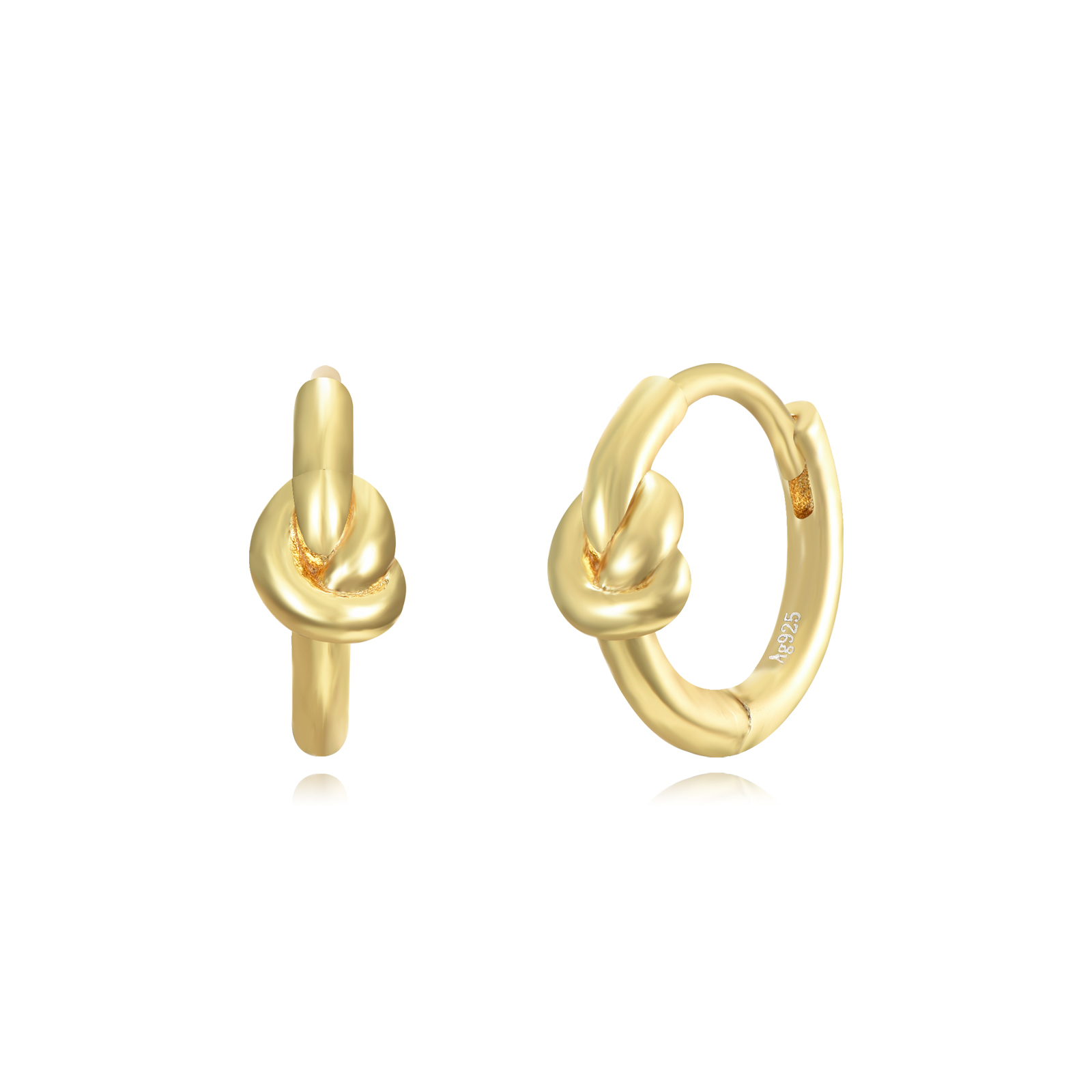 Silver Earrings Hoop 12mm Earrings - Knot - Gold Plated