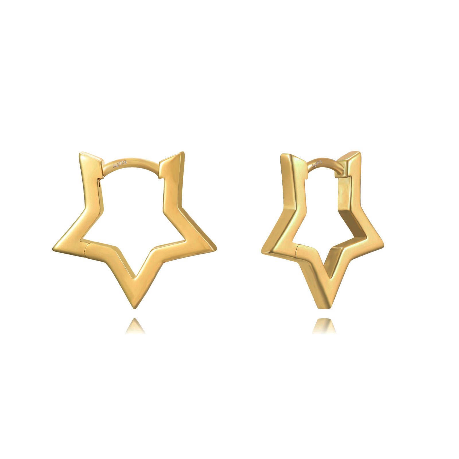 Silver Earrings Star Earrings - 15mm - Gold Plated Silver and Rhodium Silver