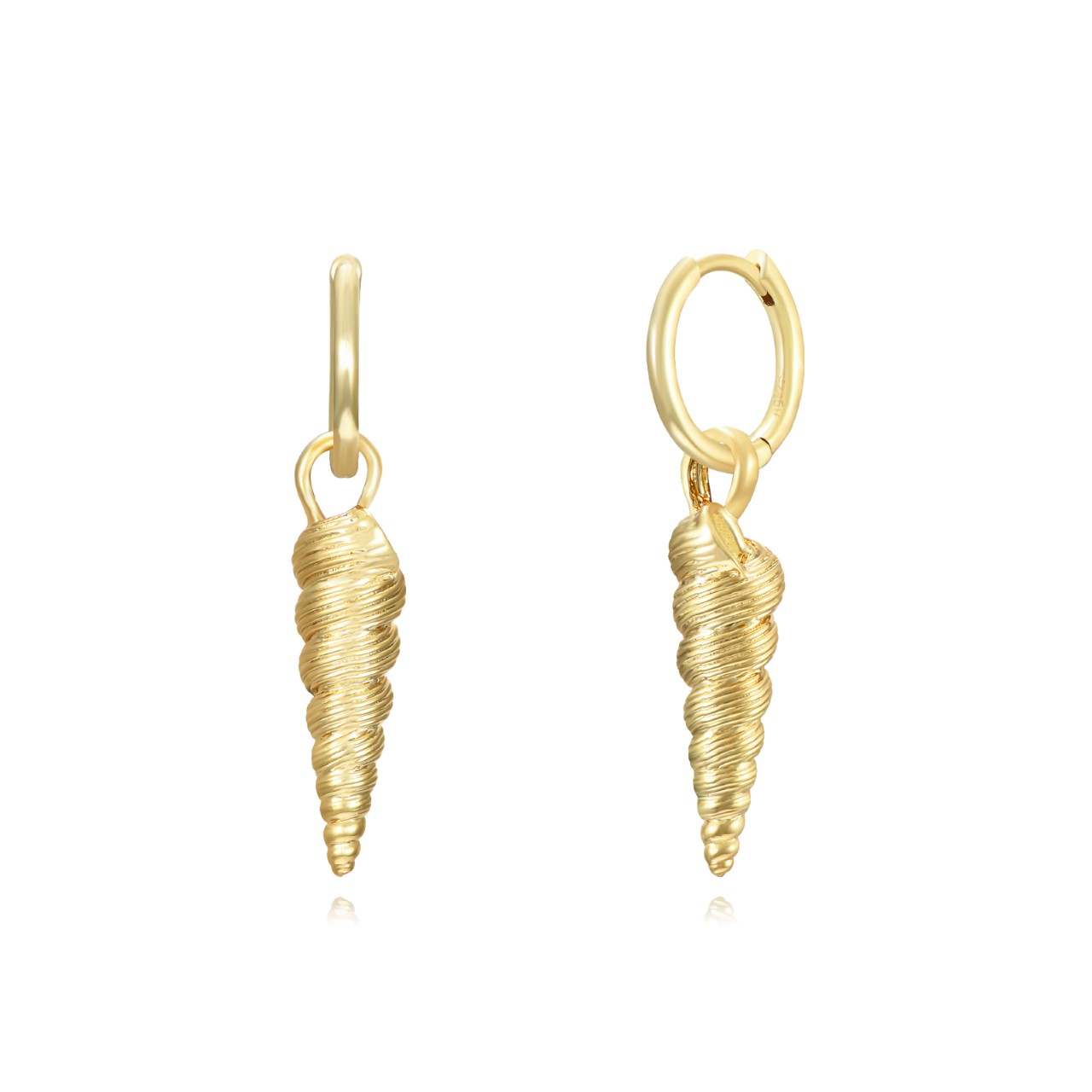 Pendiente Plata Lisa Earrings Shell 21,50*6mm - Hoop Ext 13mm(int 10mm) - Gold plated
