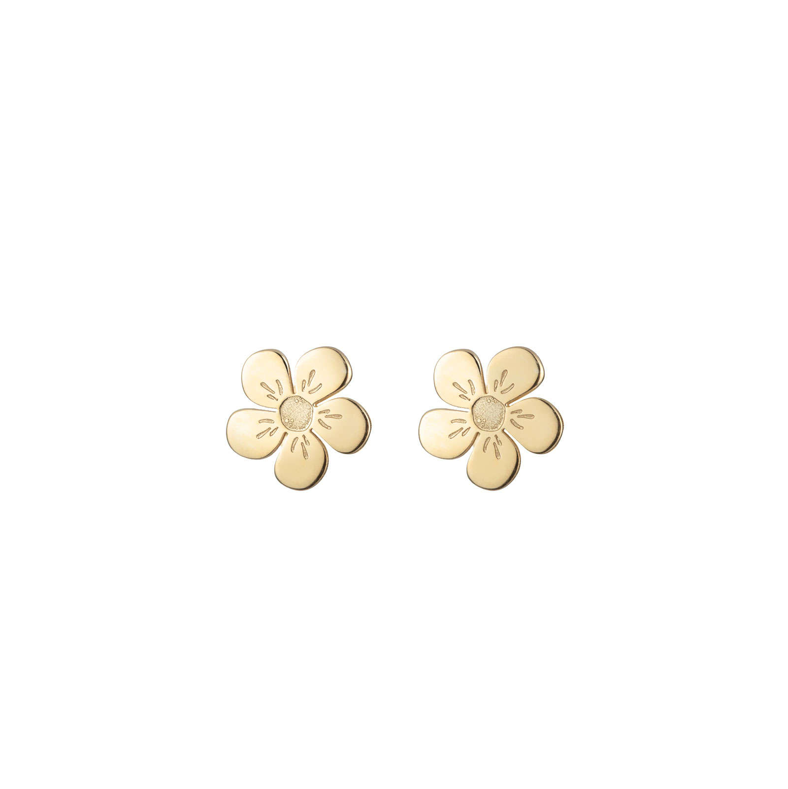 Boucles D'Oreilles Argent Lisse Boucles d'oreilles Fleur 6,5mm - Plaqué or et argent