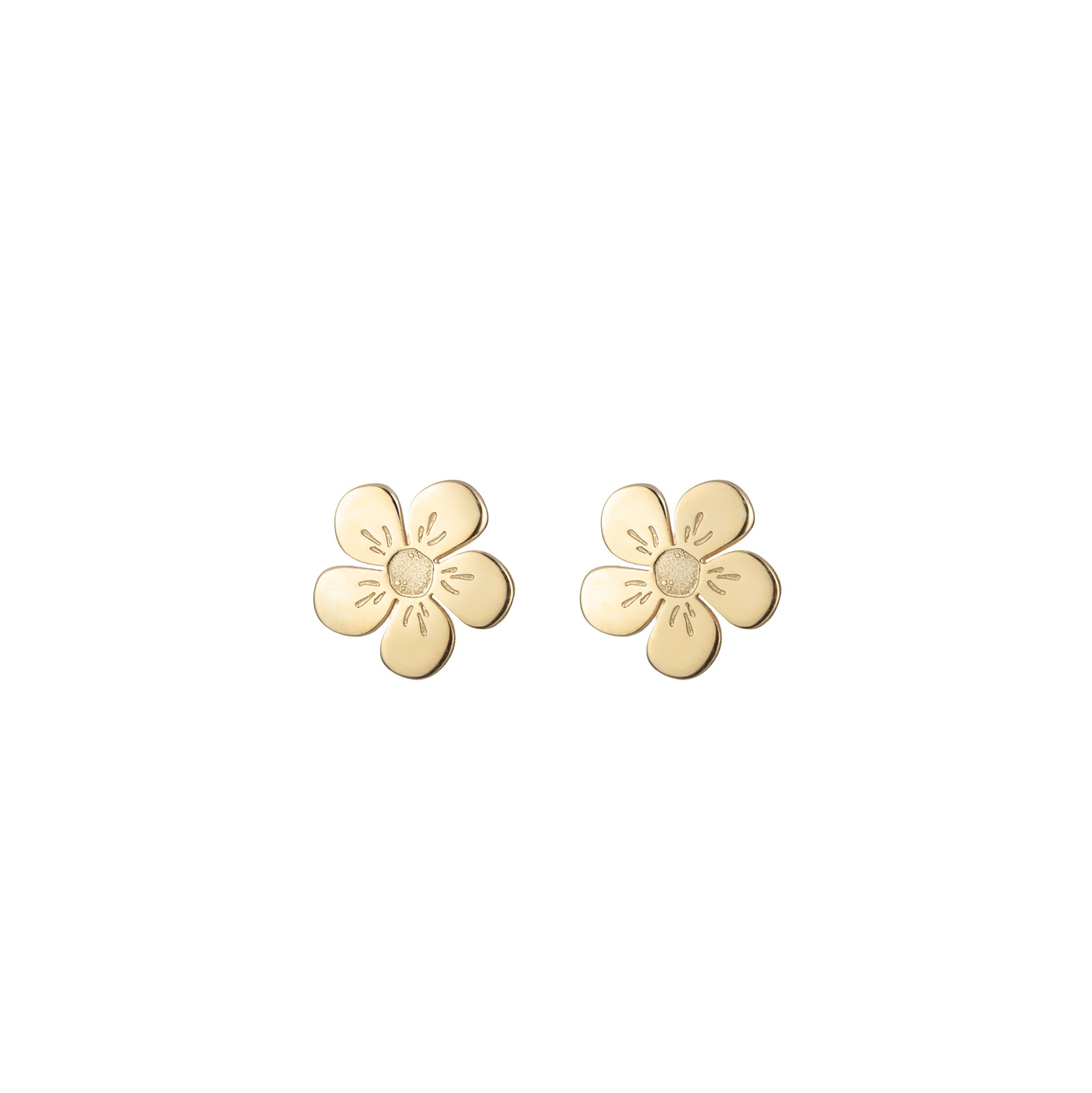 Pendiente Plata Lisa Pendientes - Flor 6,5mm - Bañado Oro y Plata