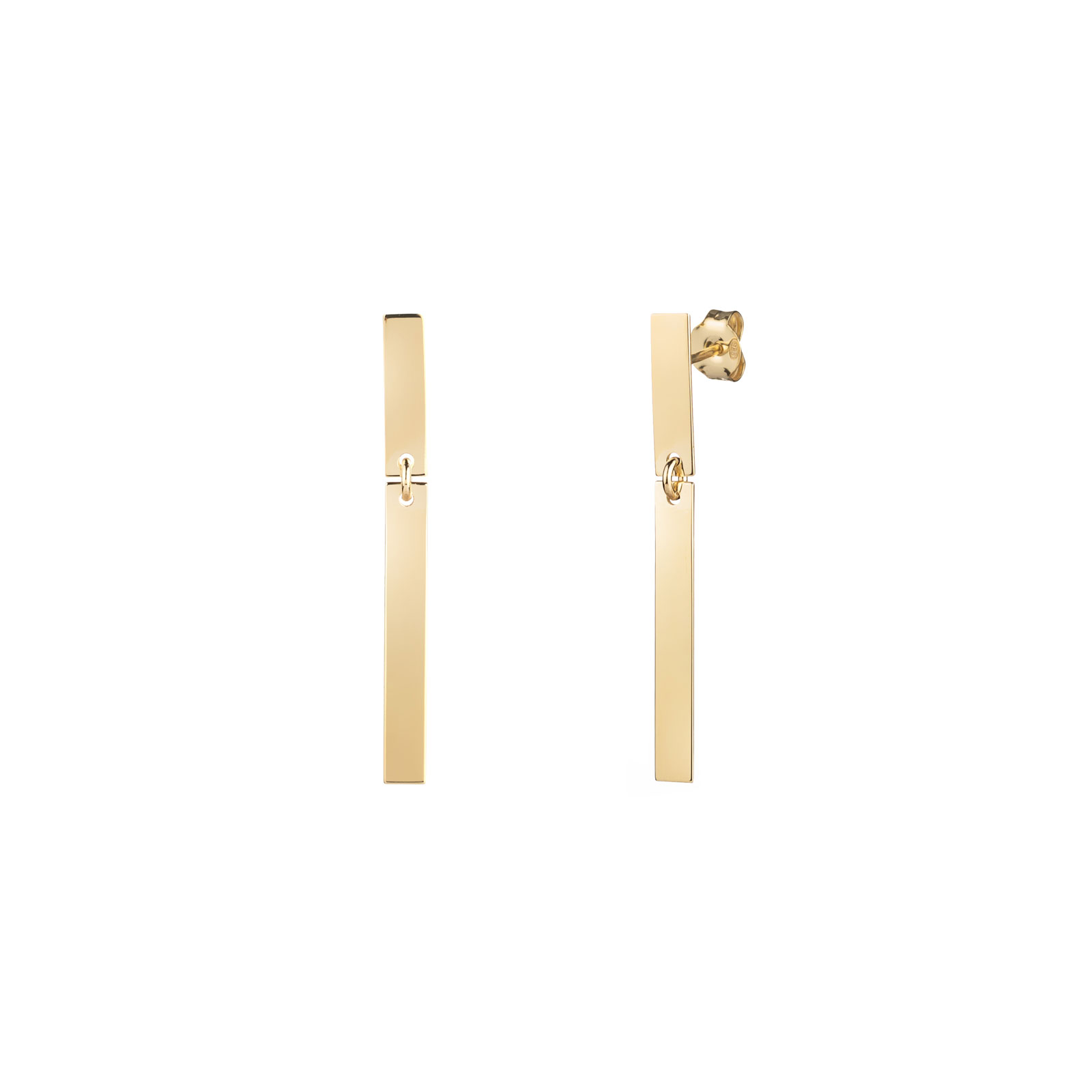 Pendiente Plata Lisa Pendientes Largo - Rectangular 42*5mm - Bañado Oro y Plata