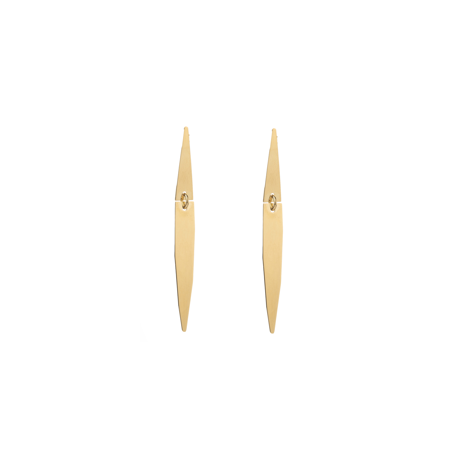 Boucles D'Oreilles Argent Lisse Boucles d'oreilles longues - Rhombus 42*4,50mm - Plaqué or et argent