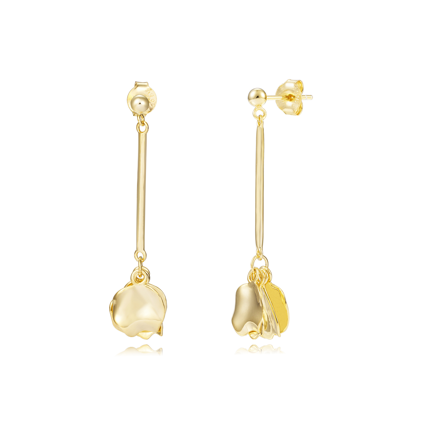 Boucles D'Oreilles Argent Lisse Boucle d'oreille pétale - 5 mm - Dorure Or et Argent Rhodié