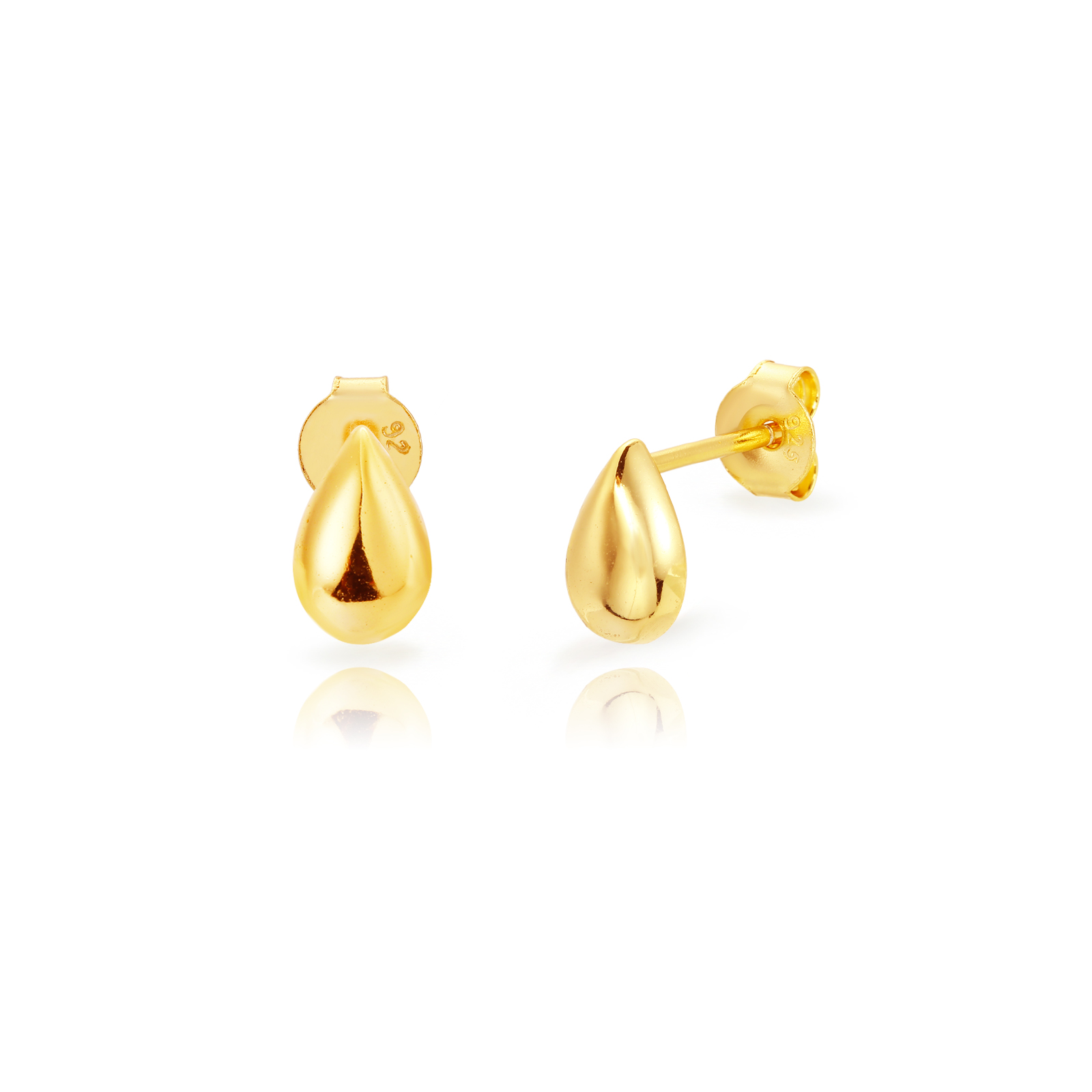Boucles D'Oreilles Argent Lisse Boucles d'oreilles Goutte 8mm - Plaqué Or et Argent Rhodié