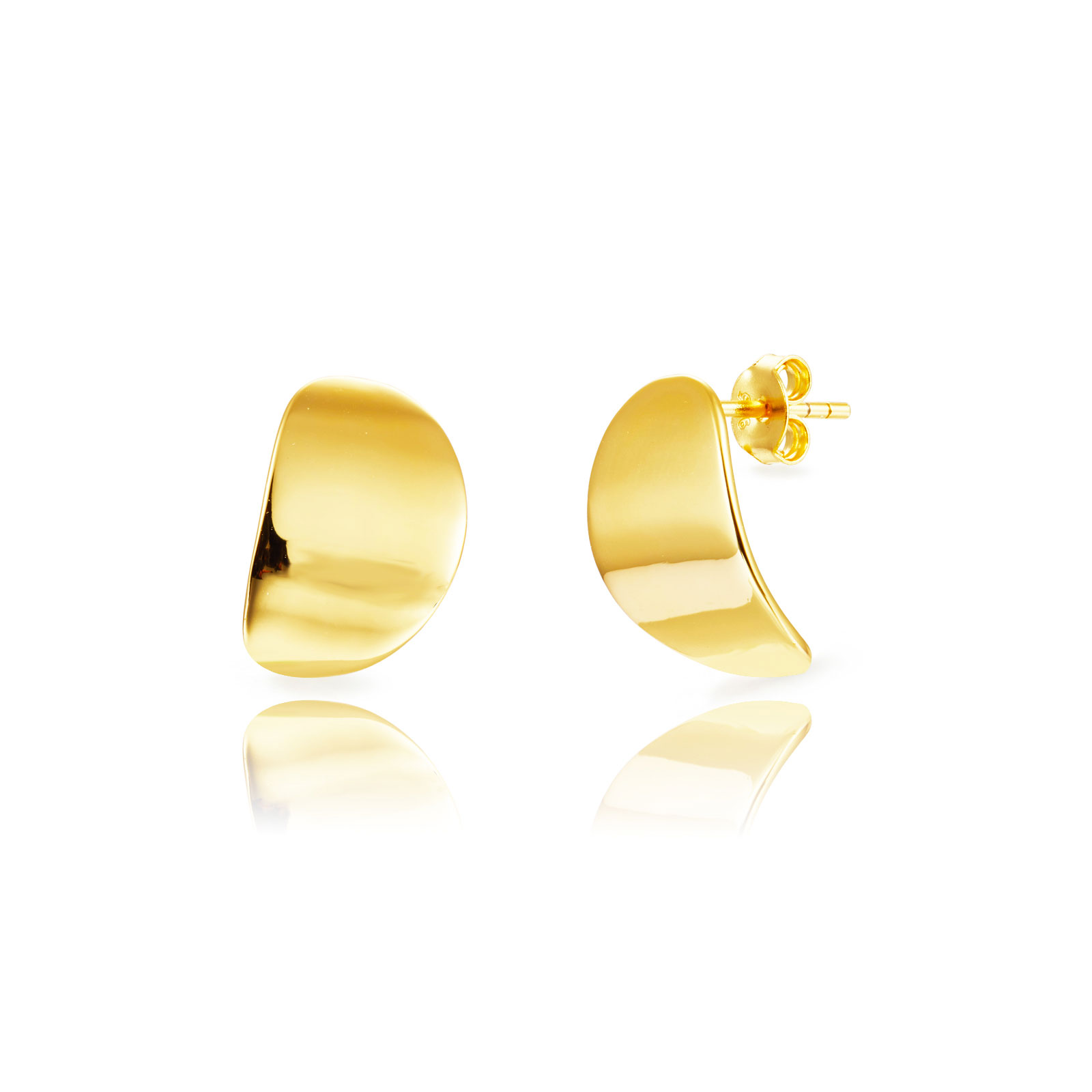 Ohrringe Glattes Silber Ohrringe - Oval 16*11mm - Vergoldet und Rhodium-Silber