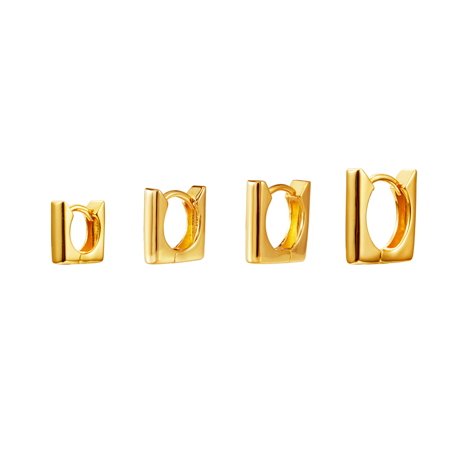 Silver Earrings Square Hoop Earrings - 9 mm, 11 mm , 13 mm, 15 mm - Gold Plated Silver and Rhodium Silver