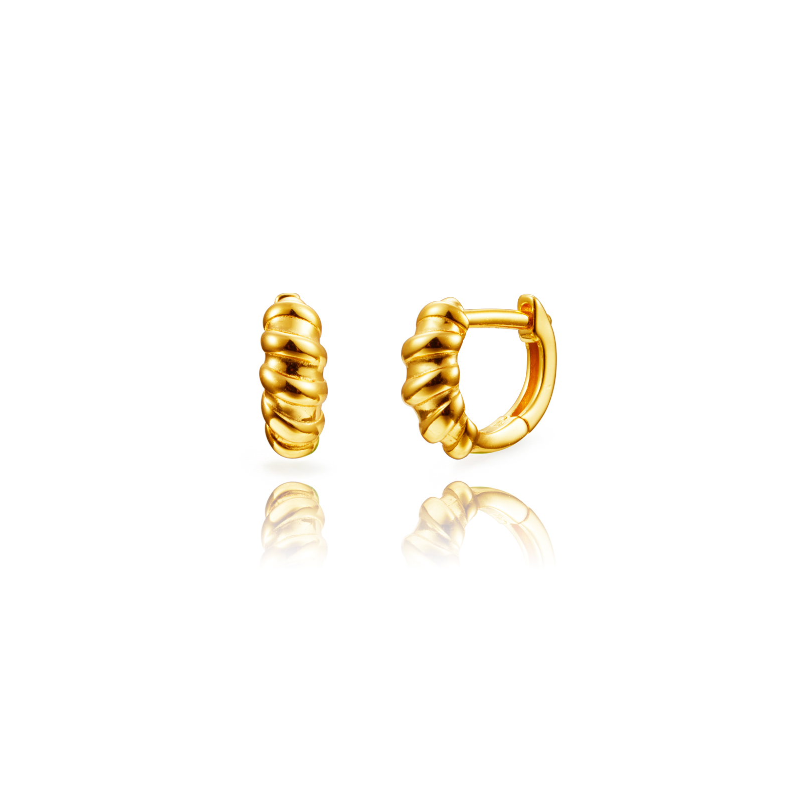 Silver Earrings Twisted Hoop Earrings - 12 mm - Gold Plated Silver and Rhodium Silver