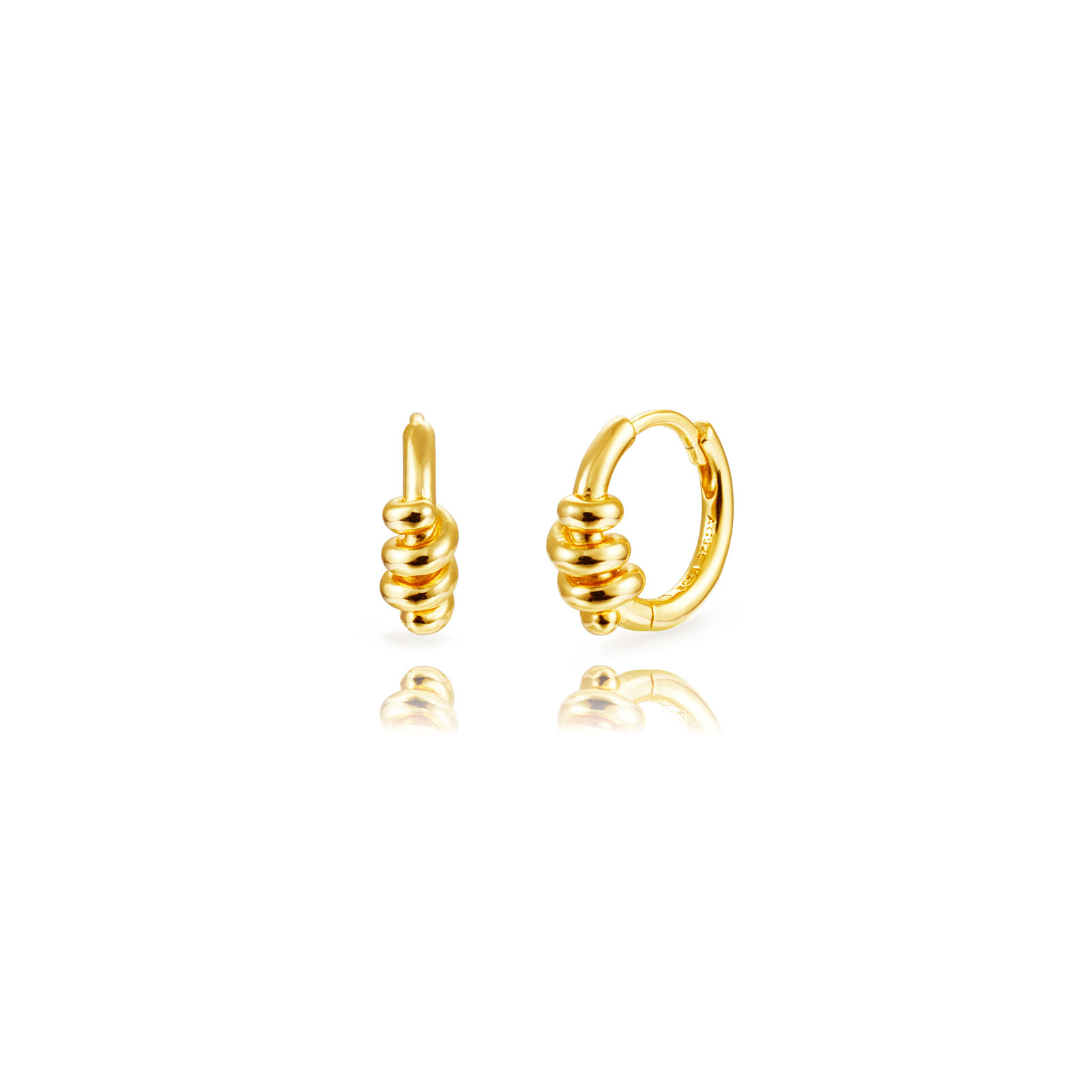 Silver Earrings Twisted Hoop Earrings - 13 mm - Gold Plated Silver and Rhodium Silver