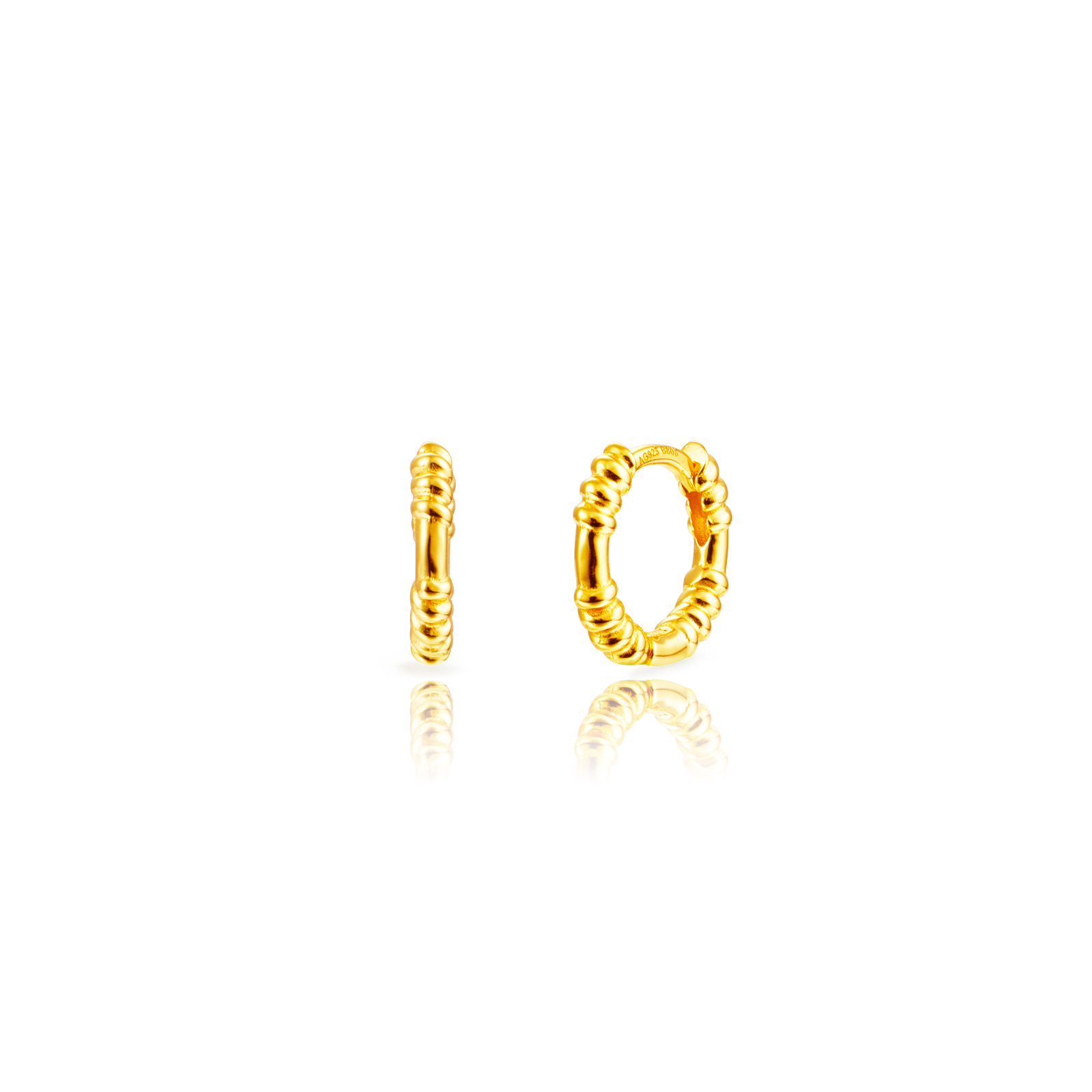 Silver Earrings Twisted Hoop Earrings - 11 mm - Gold Plated Silver and Rhodium Silver