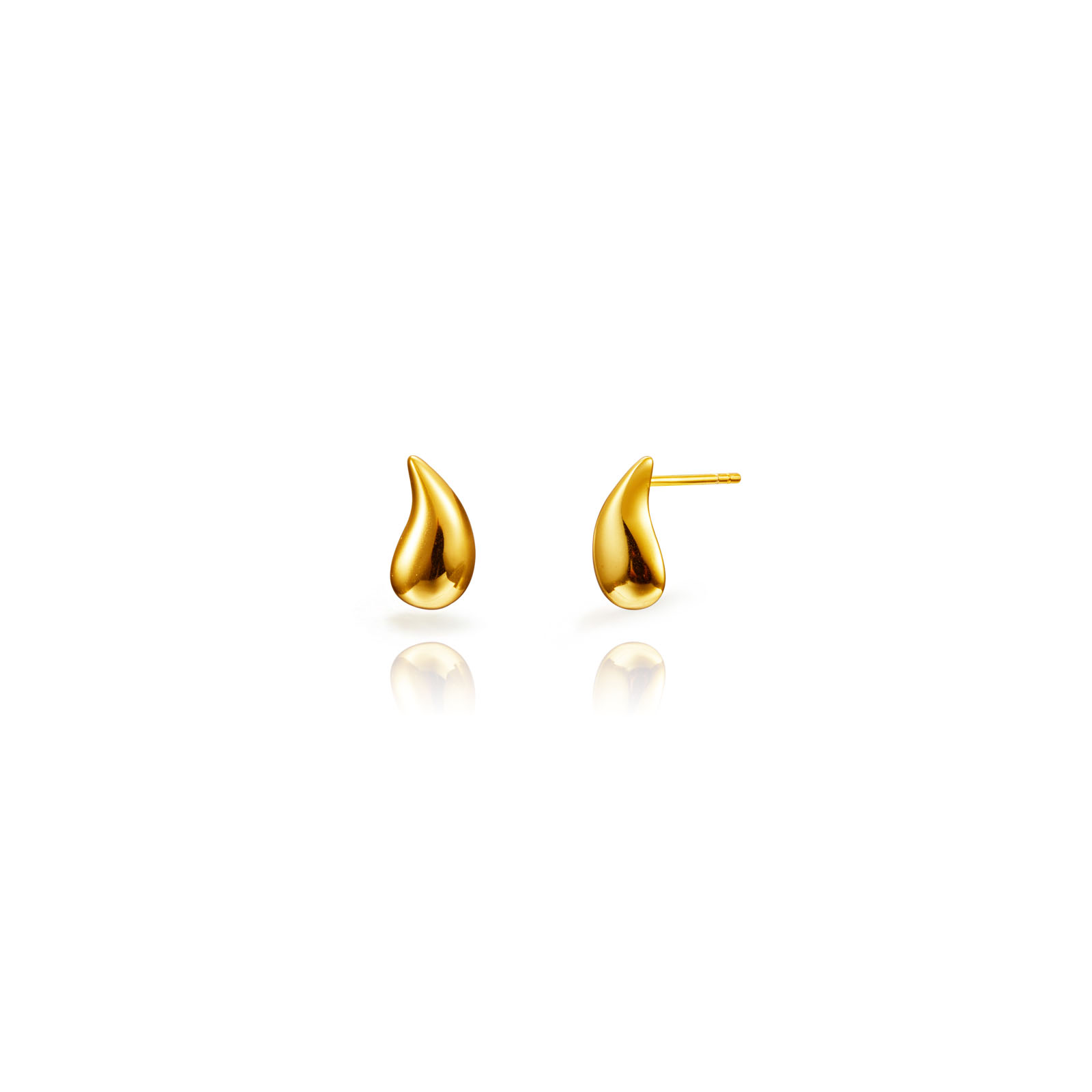 Boucles D'Oreilles Argent Lisse Boucles d'oreilles en forme de goutte - 12*7 mm - Plaqué or et argent rhodié
