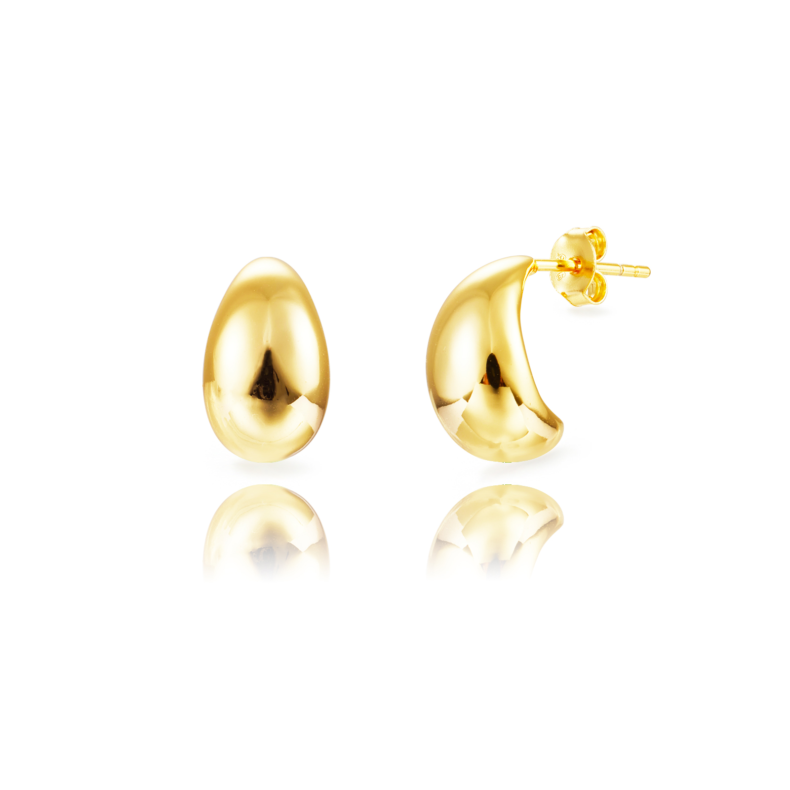 Boucles D'Oreilles Argent Lisse Créoles - 13*8 mm - Plaqué or et argent rhodié