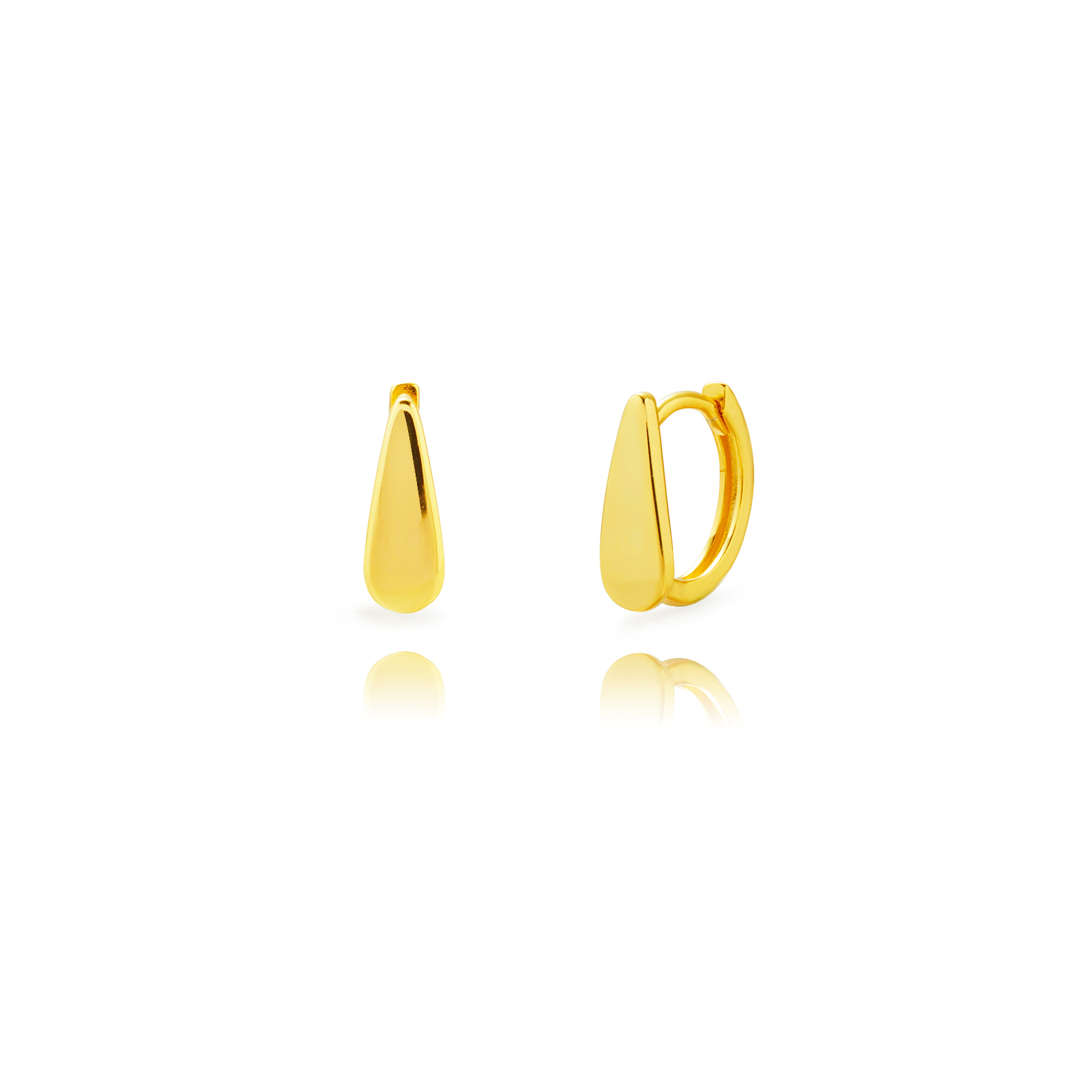 Silver Earrings Silver Earrings - Teardrop - 13mm - Gold Plated and Rhodium Plated Silver