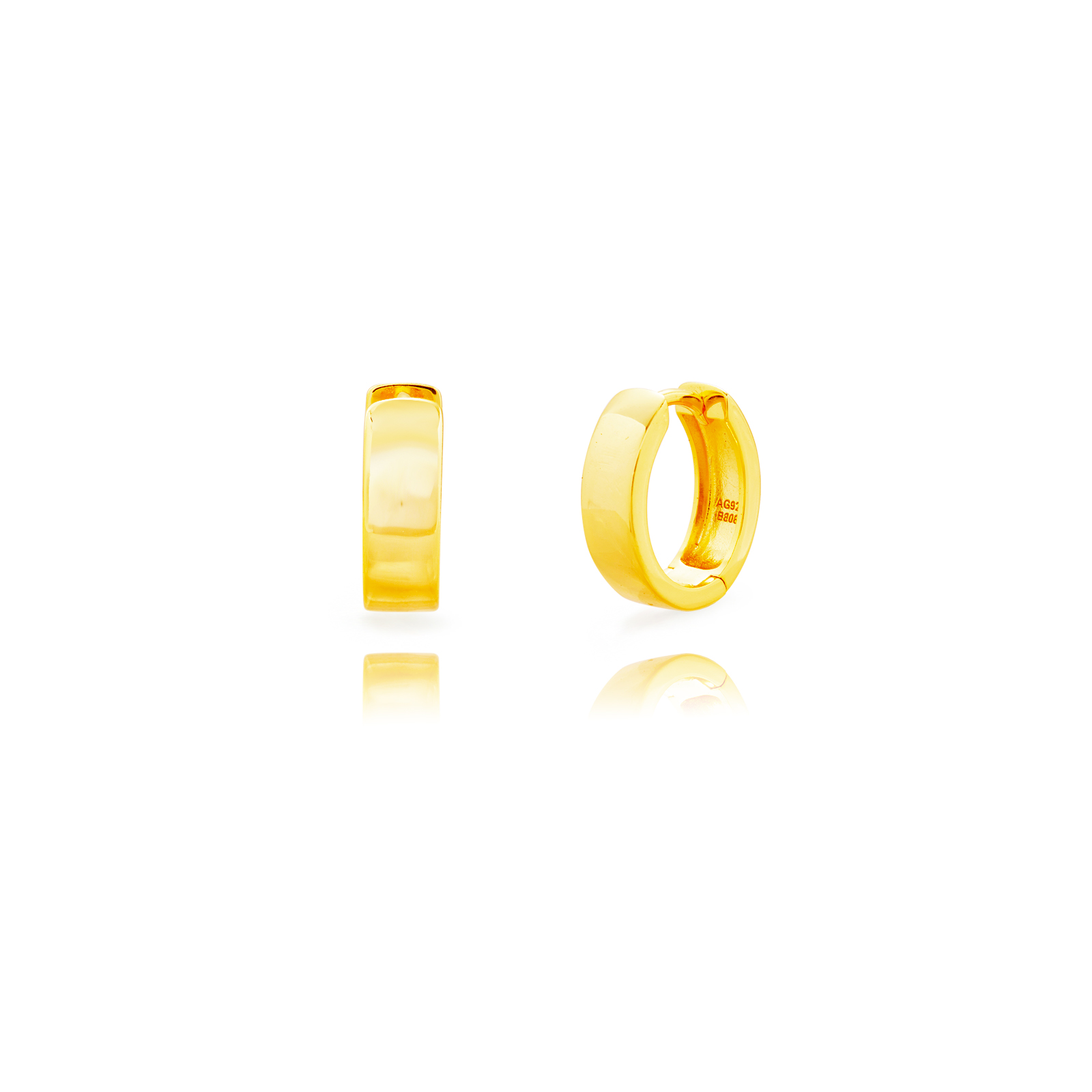 Silver Earrings Oval Hoop Earrings - 14*11 mm - Gold Plated Silver and Rhodium Silver