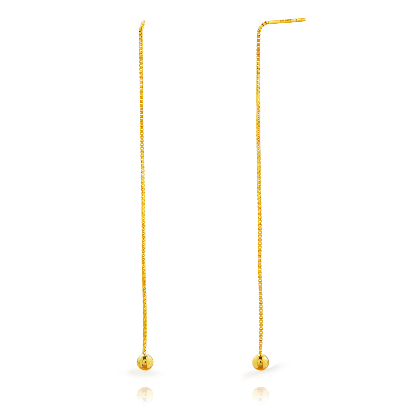 Ohrringe Glattes Silber Ohrringe Kugelkette – 92 mm – vergoldetes Silber und Rhodiumsilber