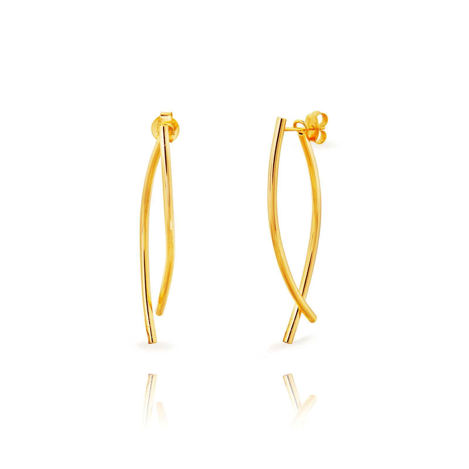 Pendiente Plata Lisa Pendientes Plata - Palo 50 mm - Bañados Oro y Plata Rodiada