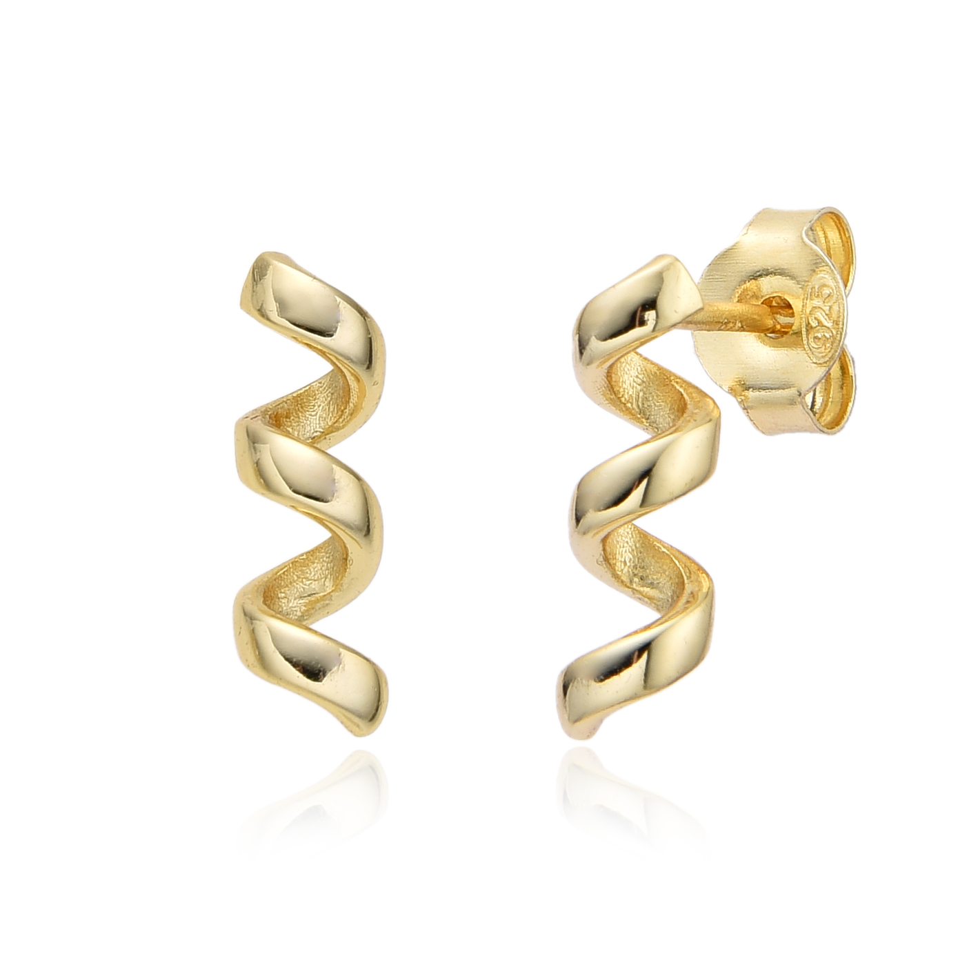 Ohrringe Glattes Silber Aspiral Ohrringe - 12 mm - Vergoldet und Rhodium Silber