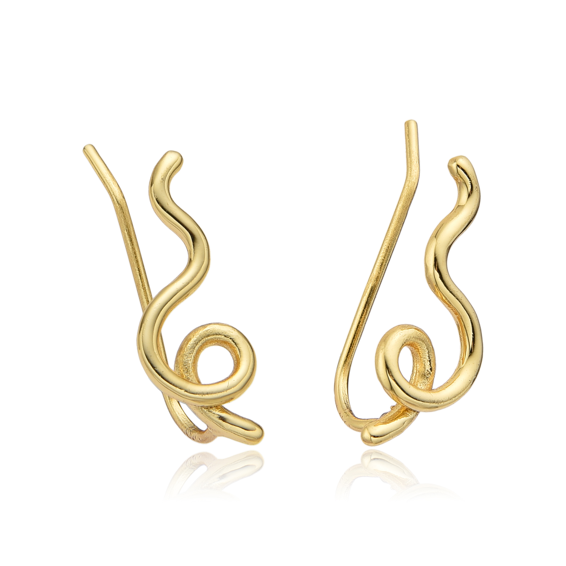 Ohrringe Glattes Silber Silberohrringe - Spiral Climber - 20 mm - Vergoldet und Rhodium Silber