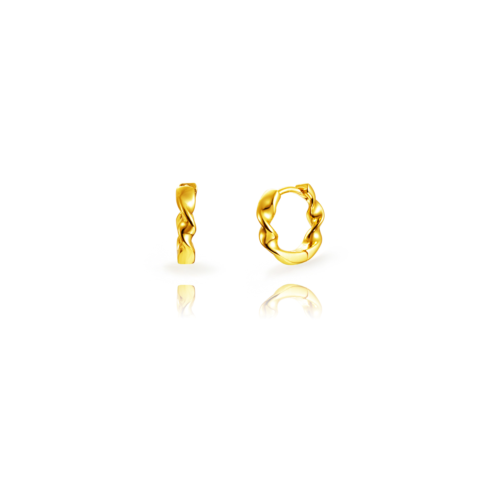 Pendiente Plata Lisa Pendientes Aro - Aspiral - 12 mm - Bañado oro y Plata Rodiada