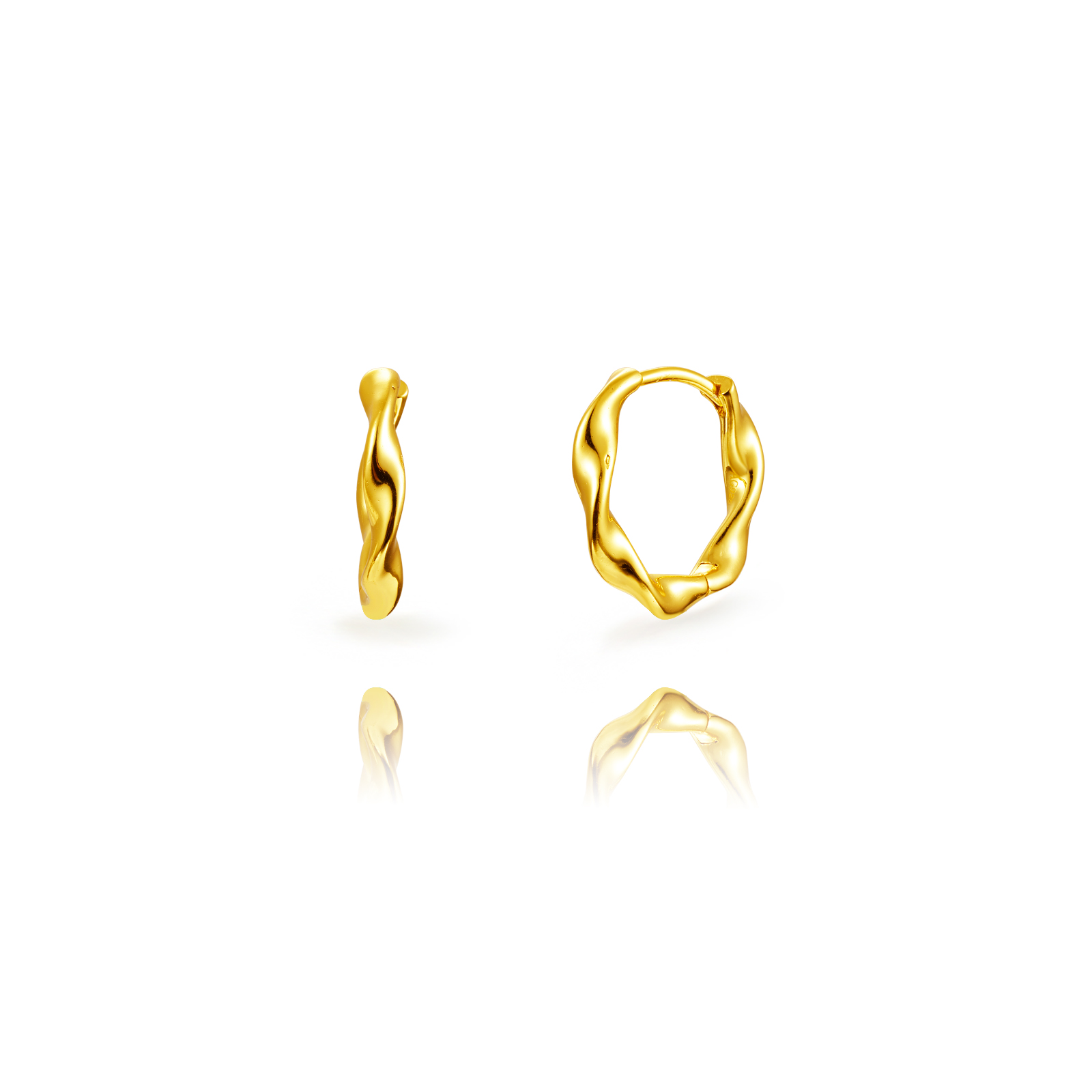 Pendiente Plata Lisa Pendientes Aro - Aspiral - 19 mm - Bañado oro y Plata Rodiada