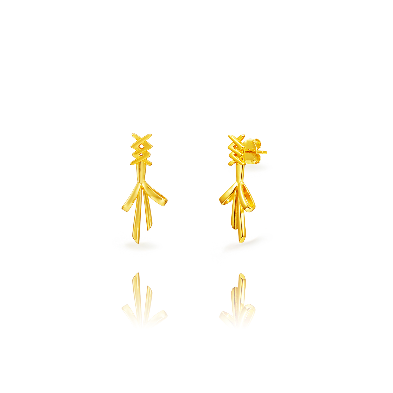 Ohrringe Glattes Silber Krawatten- und Fliegenohrringe - 28 mm - Vergoldet und rhodiniertes Silber