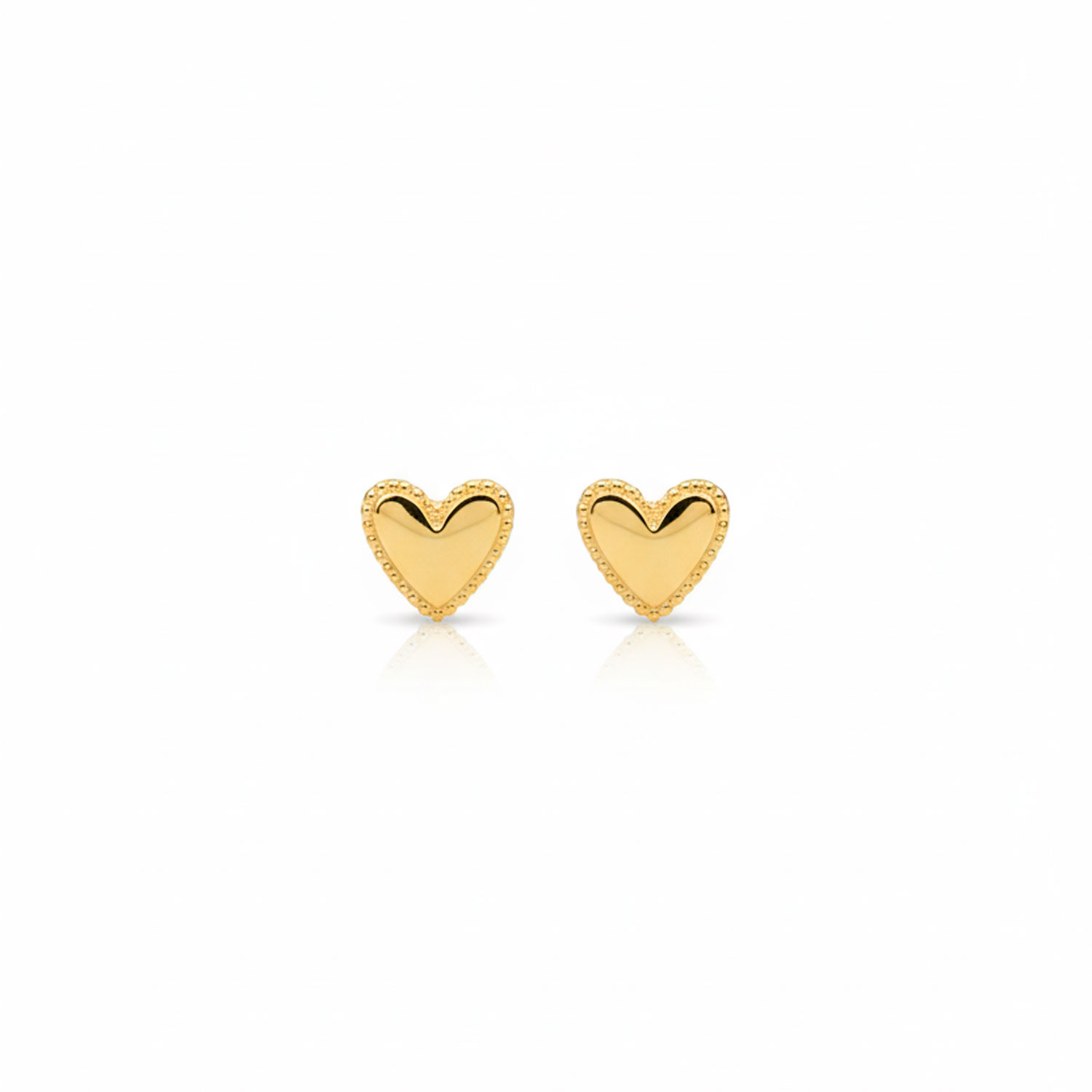 Pendiente Plata Lisa Pendientes Plata Lisa  - Corazón - 6 mm - Bañado Oro y Plata Rodiada
