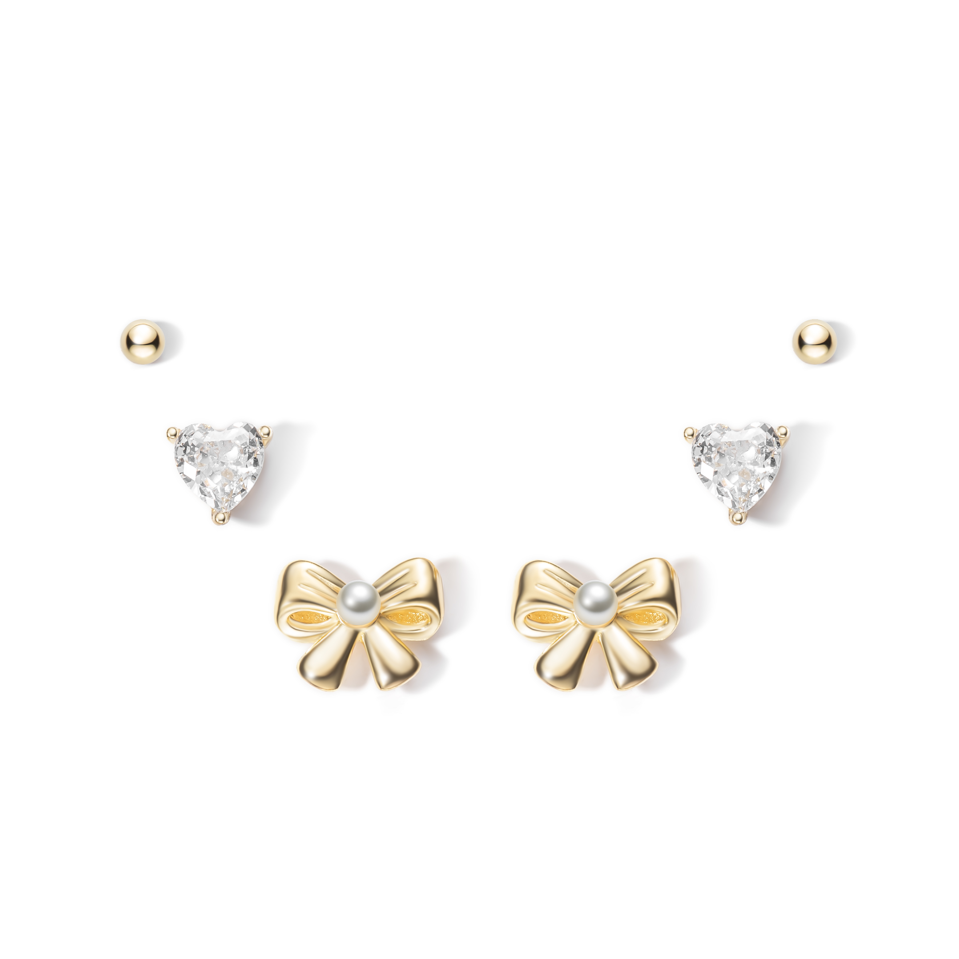 Pendiente Plata Mineral Pendientes Plata Circonita - Perla  - 9 mm -  Bañado Oro y Plata Rodiada