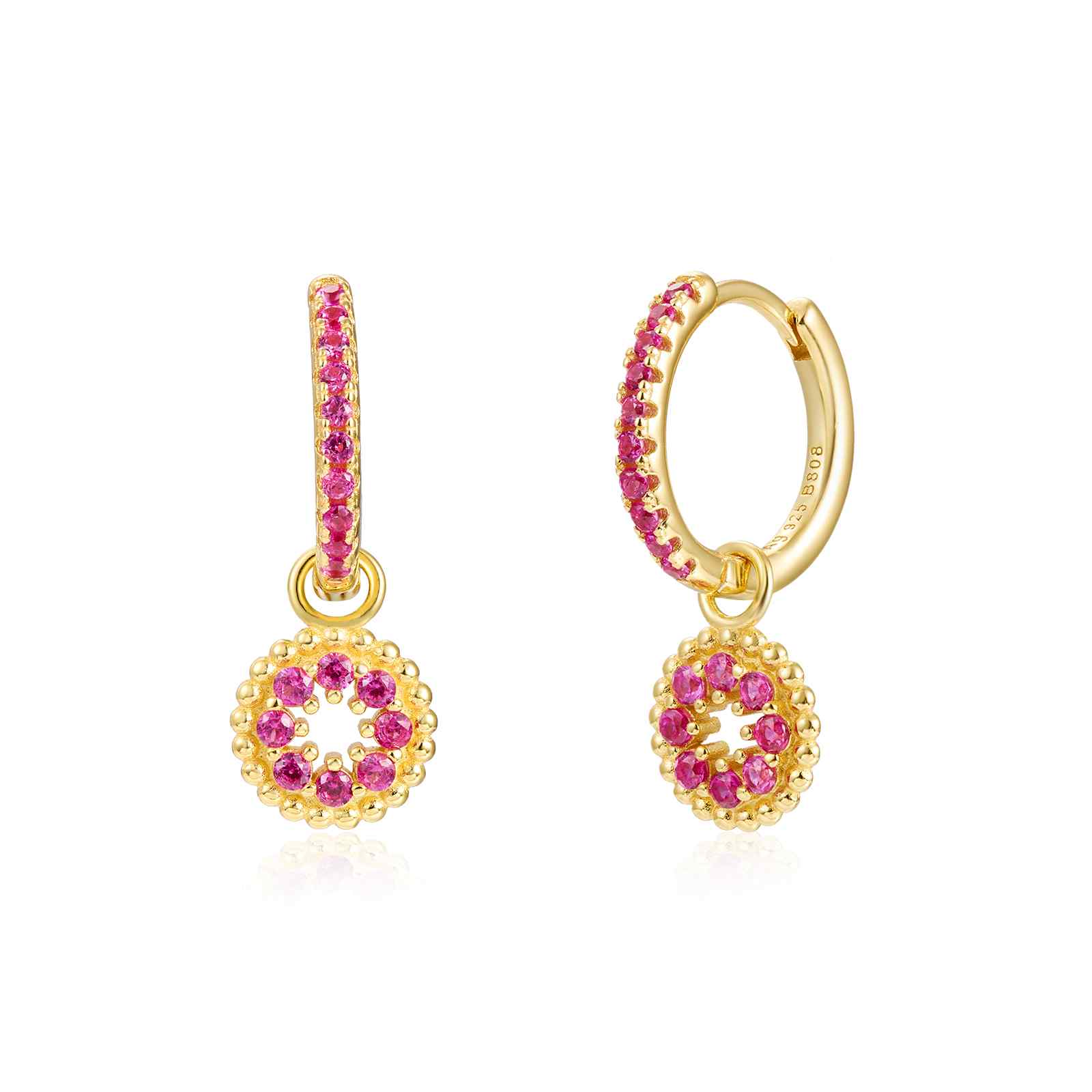 AZfasci Red and Green Zircon Earrings with Round Heart Earrings AZfasci Red and Green Zircon Earrings with Round Heart Earrings