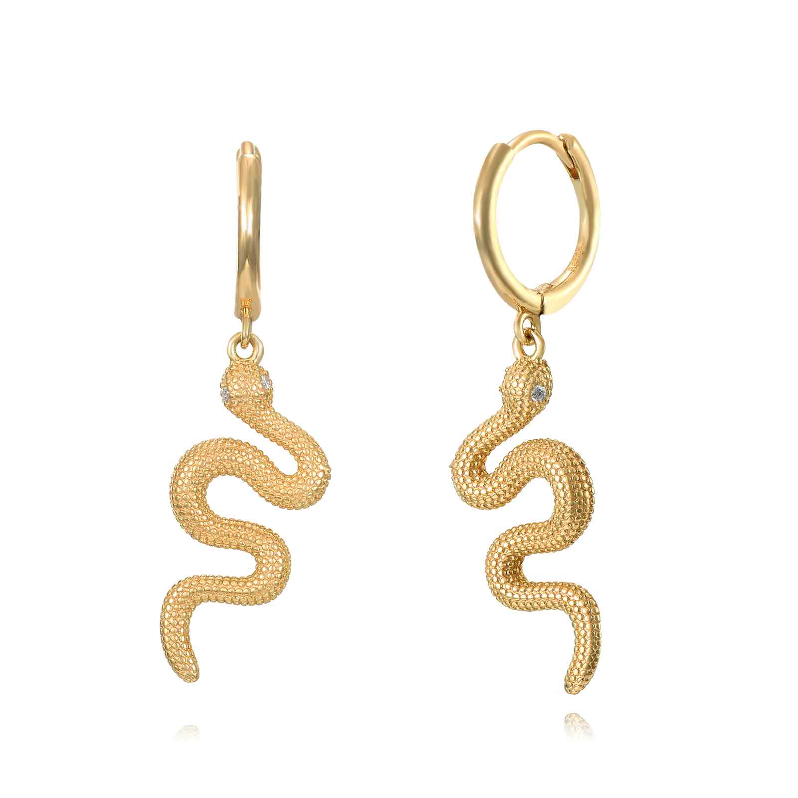 Silver Zircon Earrings Zirconia Earring - Snake Hoop - Gold Plated