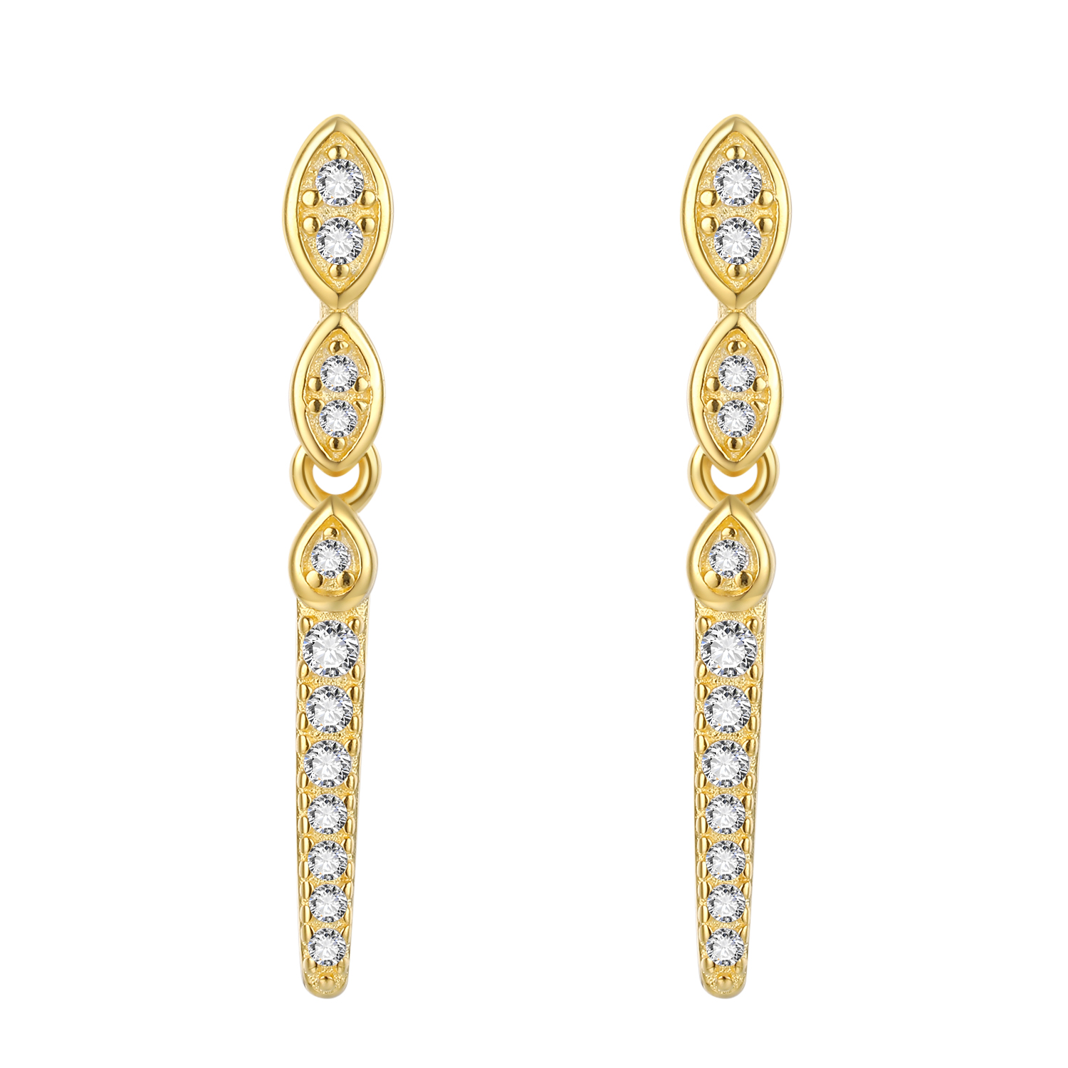 Ohrringe Silber Zirkonia Zirkon-Ohrringe 23 mm – Zirkonia – vergoldet und rhodiniertes Silber